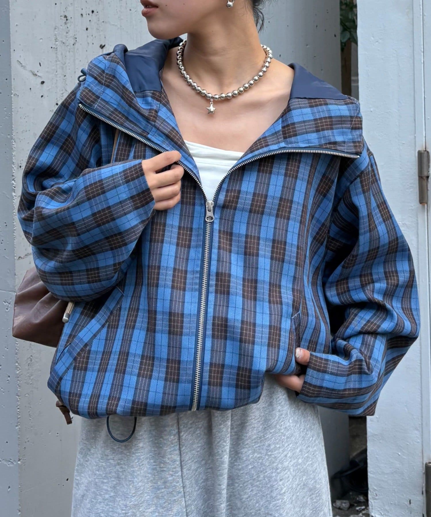 CIAOPANIC TYPY チェック柄 ダウンジャケット Mサイズ セール】【UNISEX】チェックフルジップシャツジャケット