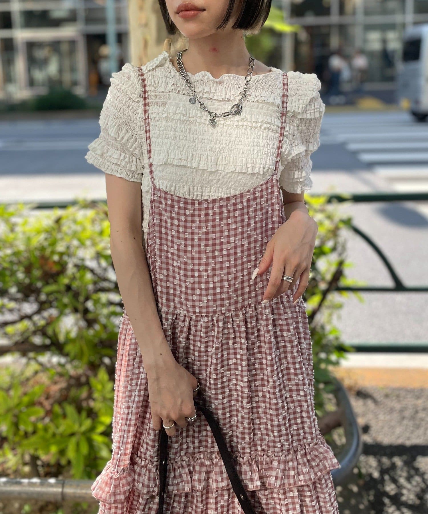w closet(ダブルクローゼット) レースシャーリングT