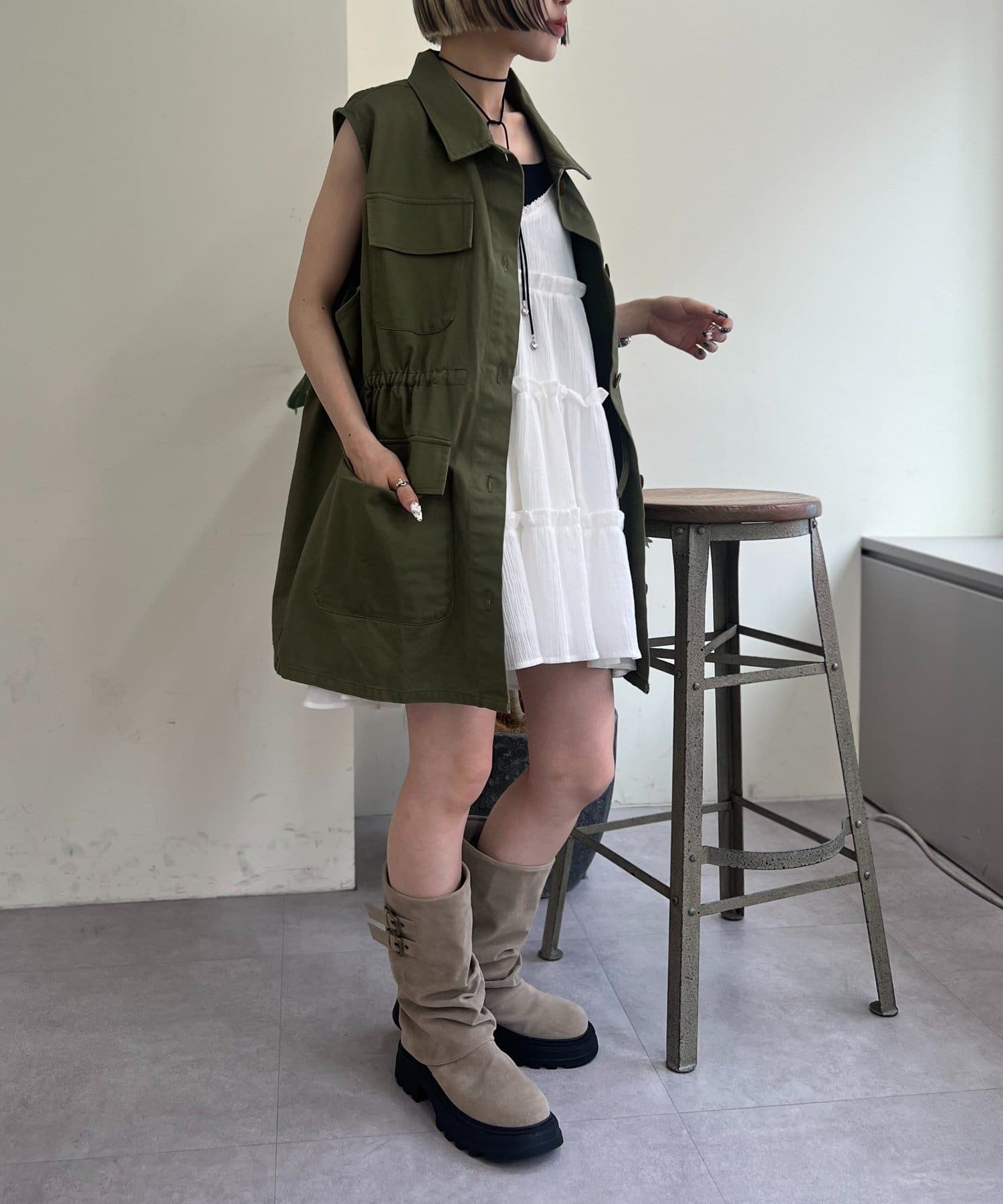 w closet(ダブルクローゼット) 【25AW】ミリタリーノースリベスト
