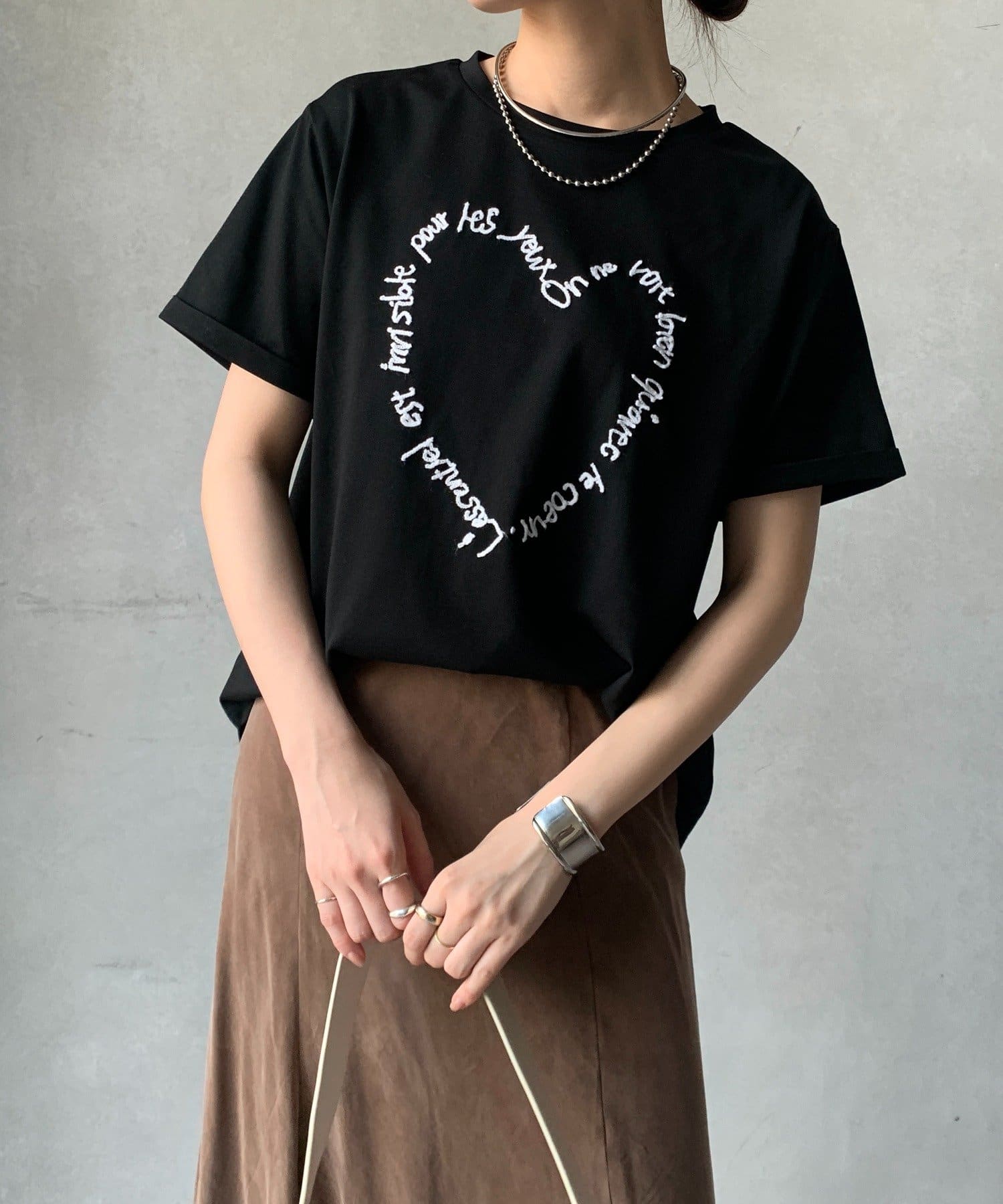 DOUDOU(ドゥドゥ) 【WEB限定】ハート刺繍TEE