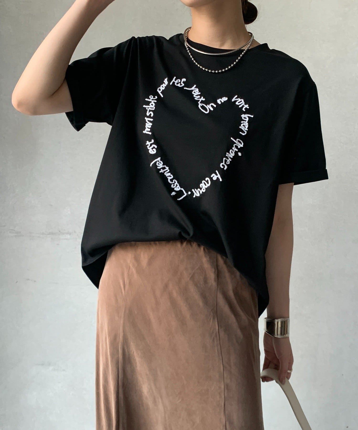 DOUDOU(ドゥドゥ) 【WEB限定】ハート刺繍TEE