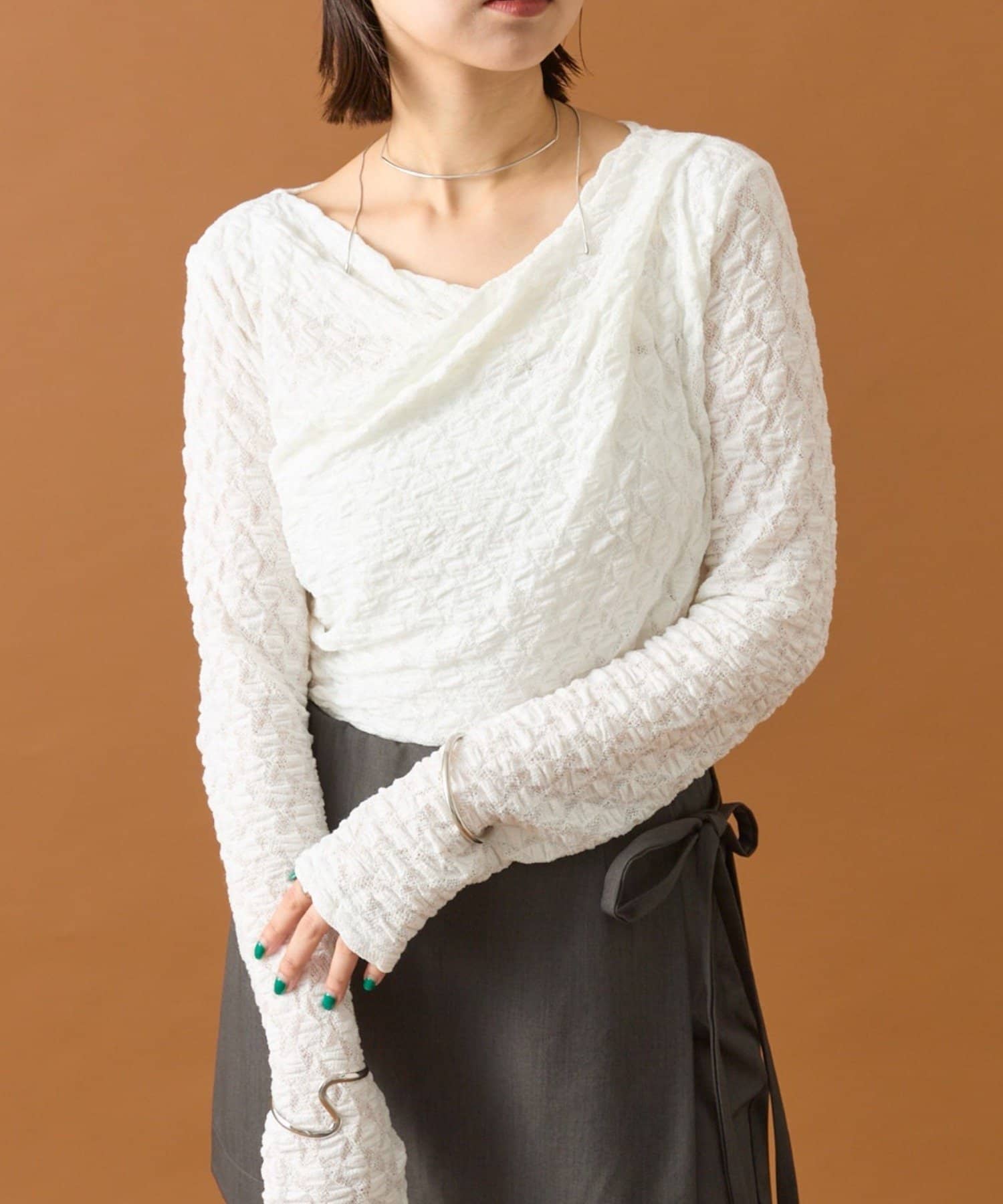 mystic(ミスティック) レースオフショルロンTシャツ