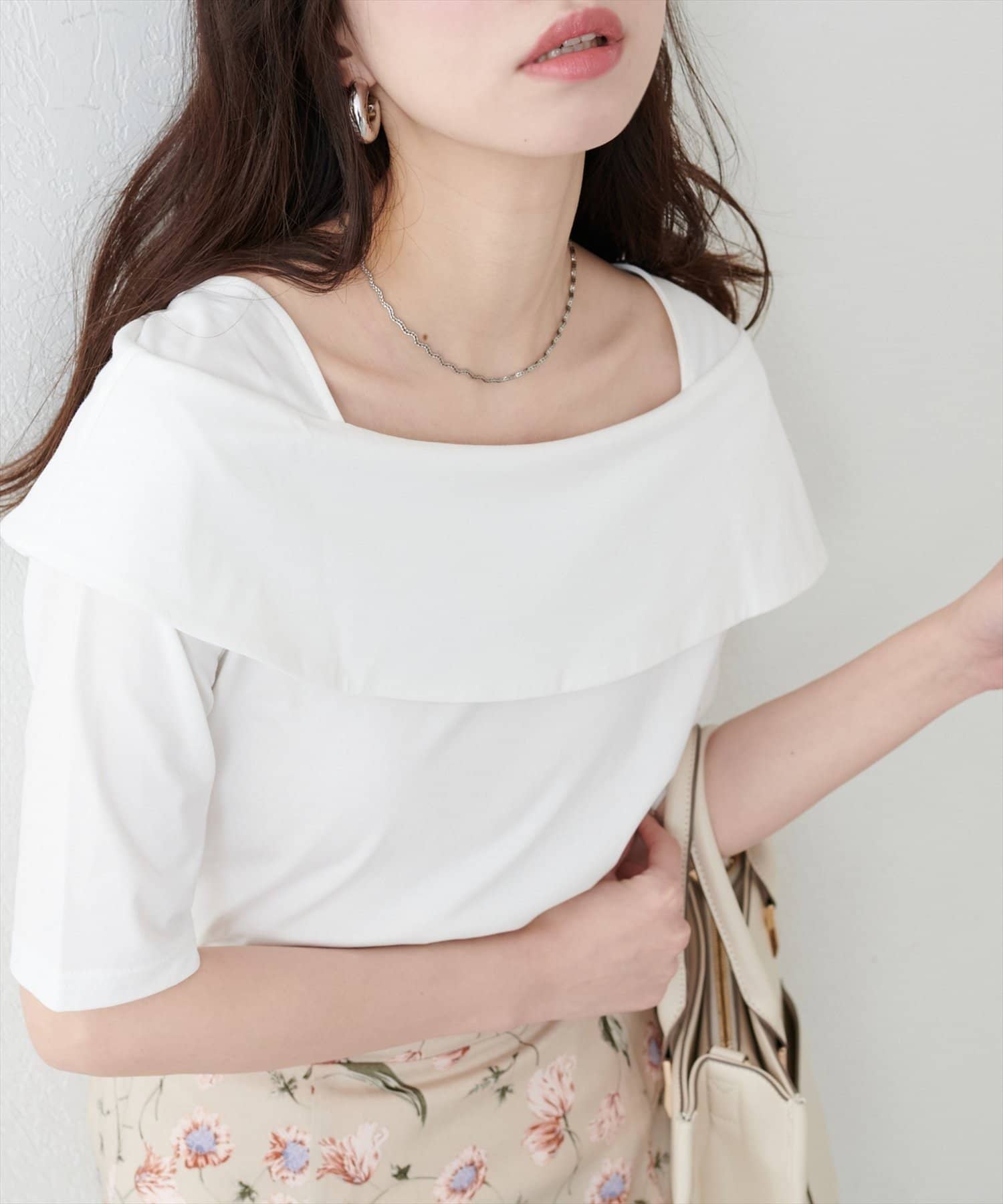 NICE CLAUP / OLIVE des OLIVE OUTLET(ナイスクラップ  / オリーブ デ オリーブ アウトレット) 【natural couture】オフショルデザインカットソーTOPS