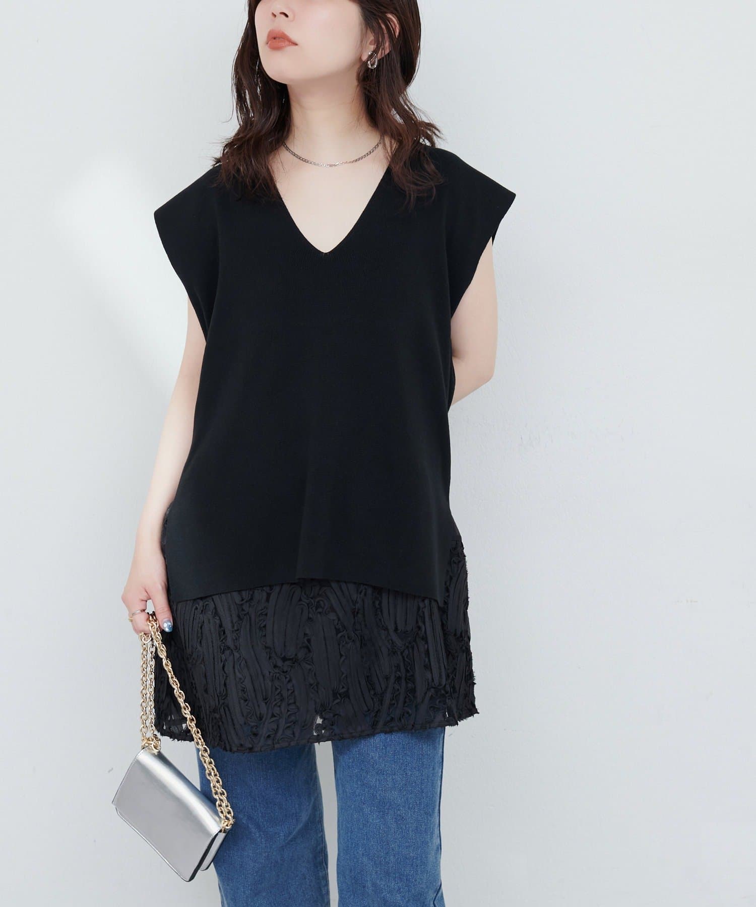 NICE CLAUP / OLIVE des OLIVE OUTLET(ナイスクラップ  / オリーブ デ オリーブ アウトレット) 【natural couture】立体チュール切替キャミワンピース