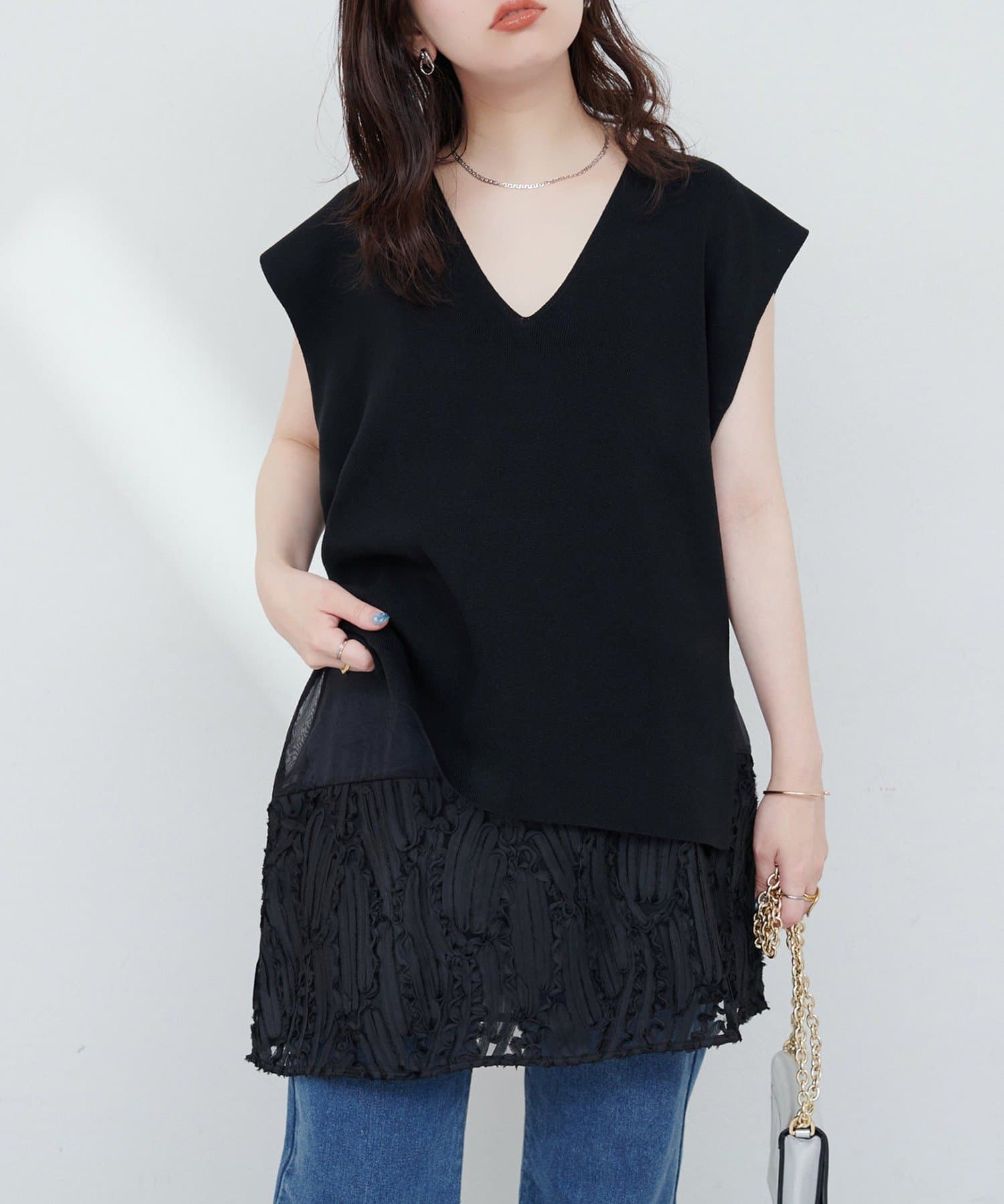 NICE CLAUP / OLIVE des OLIVE OUTLET(ナイスクラップ  / オリーブ デ オリーブ アウトレット) 【natural couture】立体チュール切替キャミワンピース