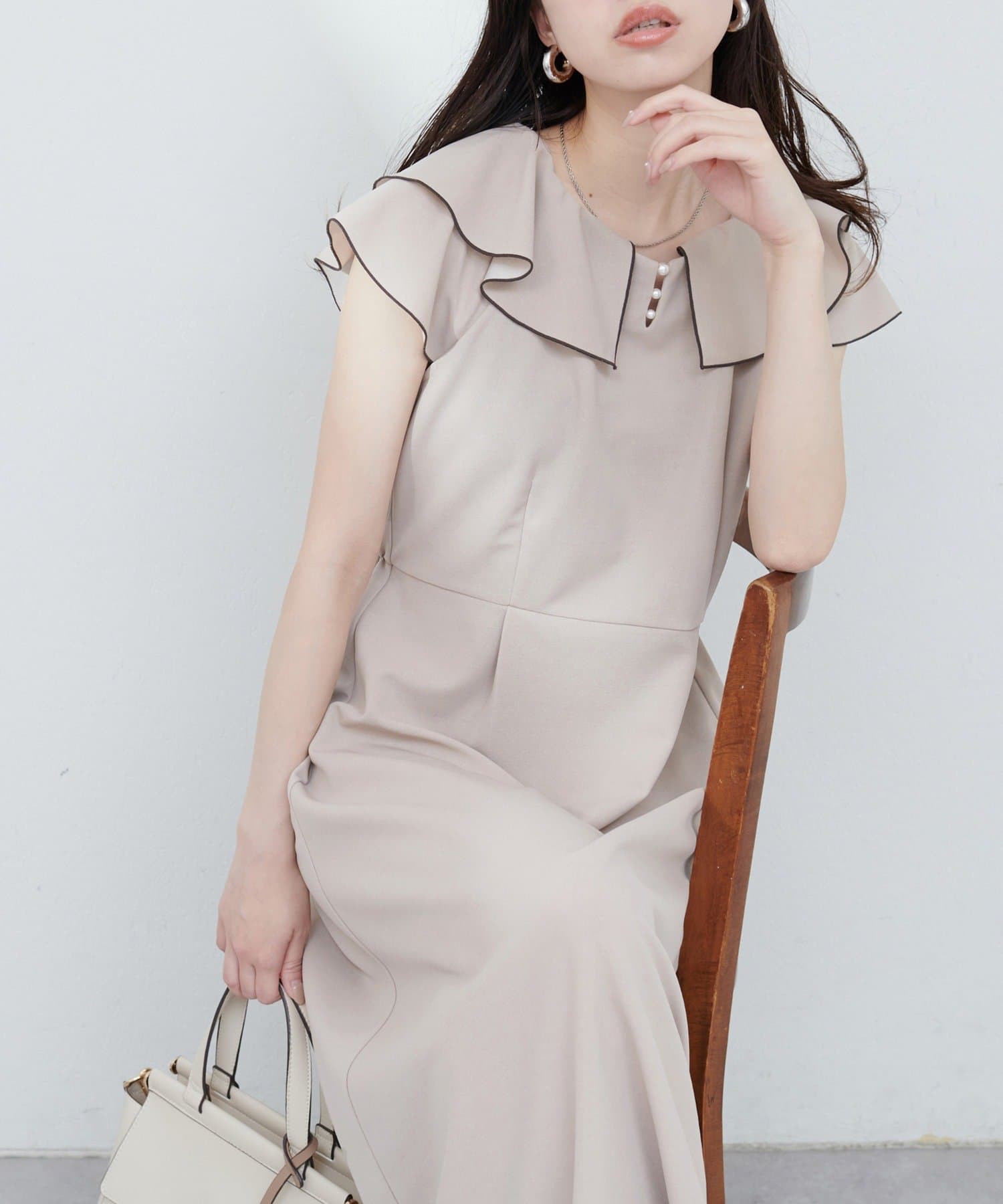 NICE CLAUP / OLIVE des OLIVE OUTLET(ナイスクラップ  / オリーブ デ オリーブ アウトレット) 【natural couture】取りはずしティアート衿ワンピース