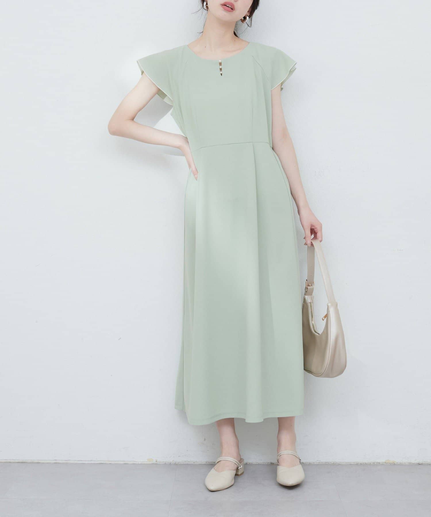 NICE CLAUP / OLIVE des OLIVE OUTLET(ナイスクラップ  / オリーブ デ オリーブ アウトレット) 【natural couture】取りはずしティアート衿ワンピース
