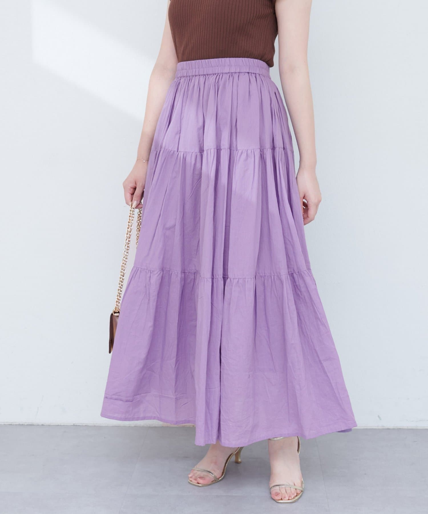 【2025SS natural couture】インド綿ボイルティアードスカート■Design柔らかくさらさらとした感触で、肌触りの良いインド綿を使用したティアードスカート。インド綿は日本の蒸し暑く湿