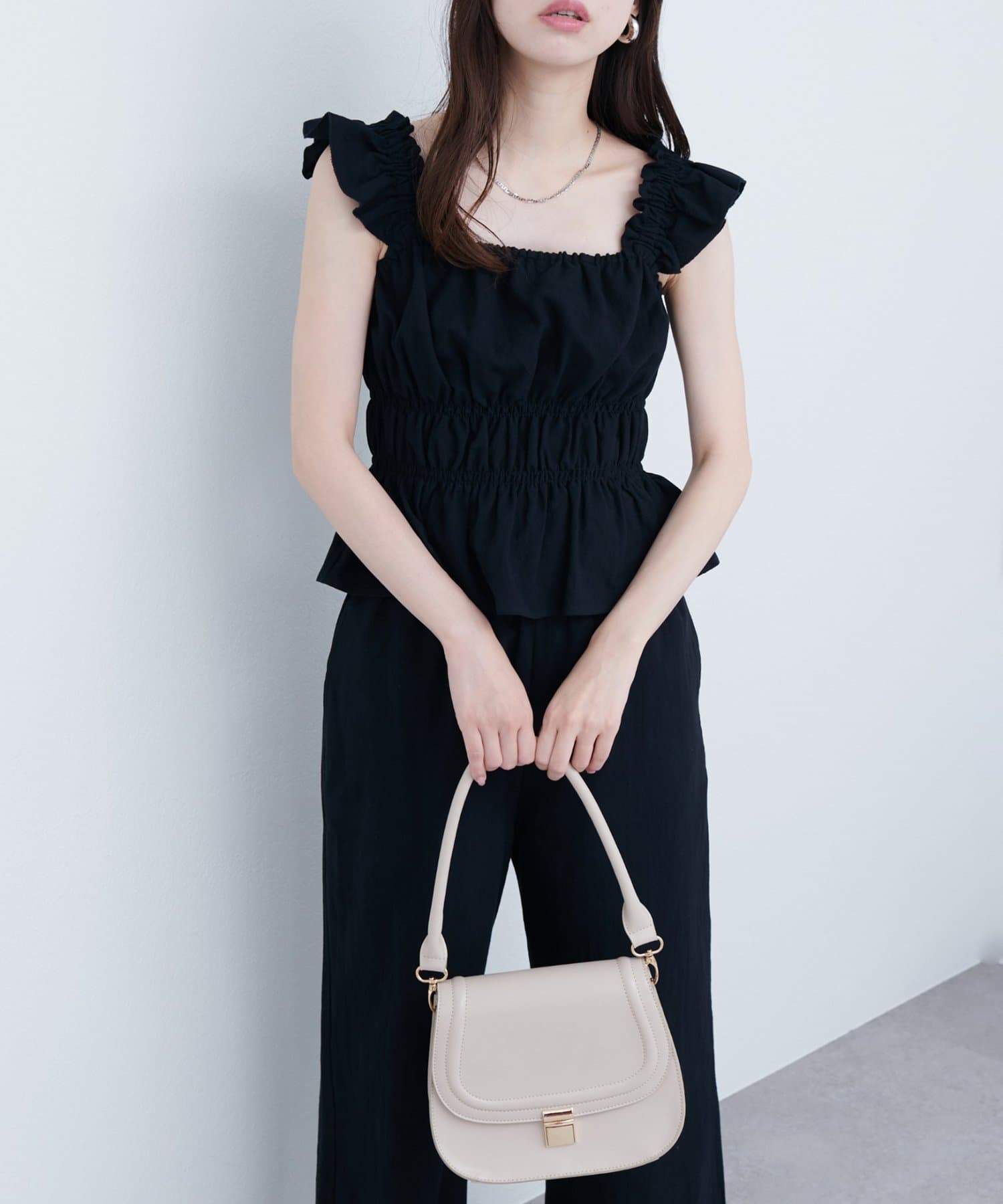 natural couture(ナチュラルクチュール) 【WEB限定】シャーリングキャミパンツセット