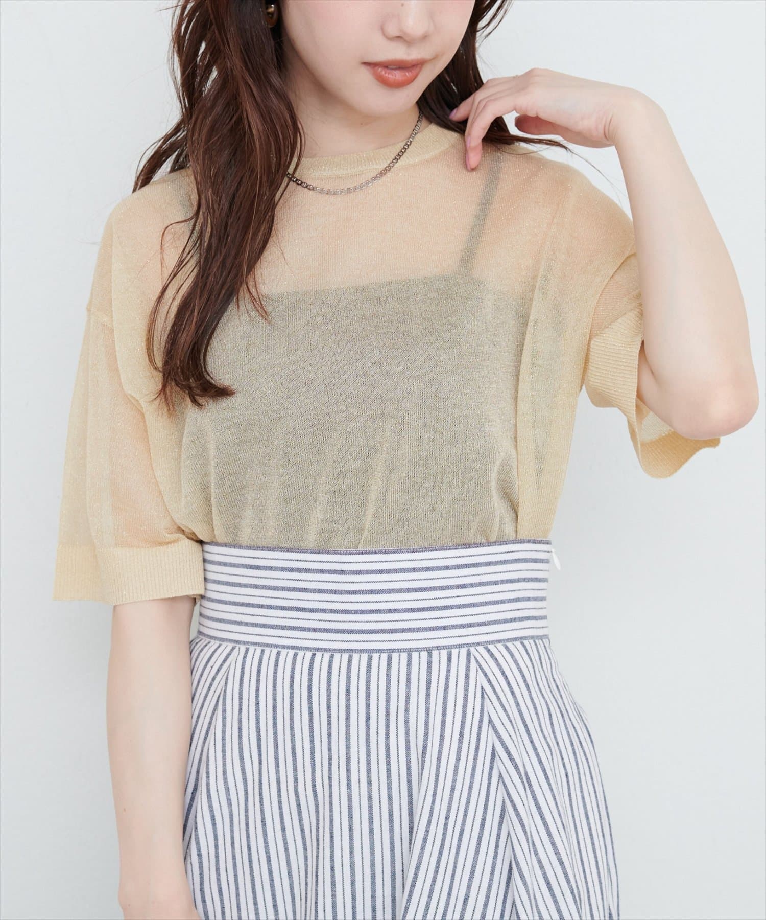 natural couture(ナチュラルクチュール) 【WEB限定】ラメシアーゆるニットプルオーバー