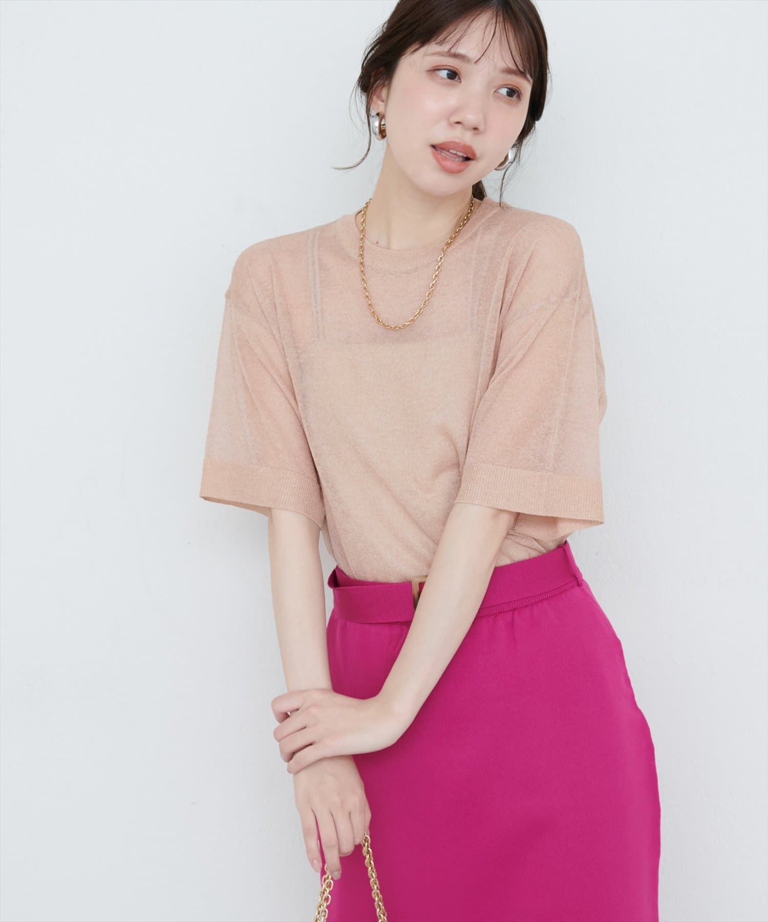 natural couture(ナチュラルクチュール) 【WEB限定】ラメシアーゆるニットプルオーバー