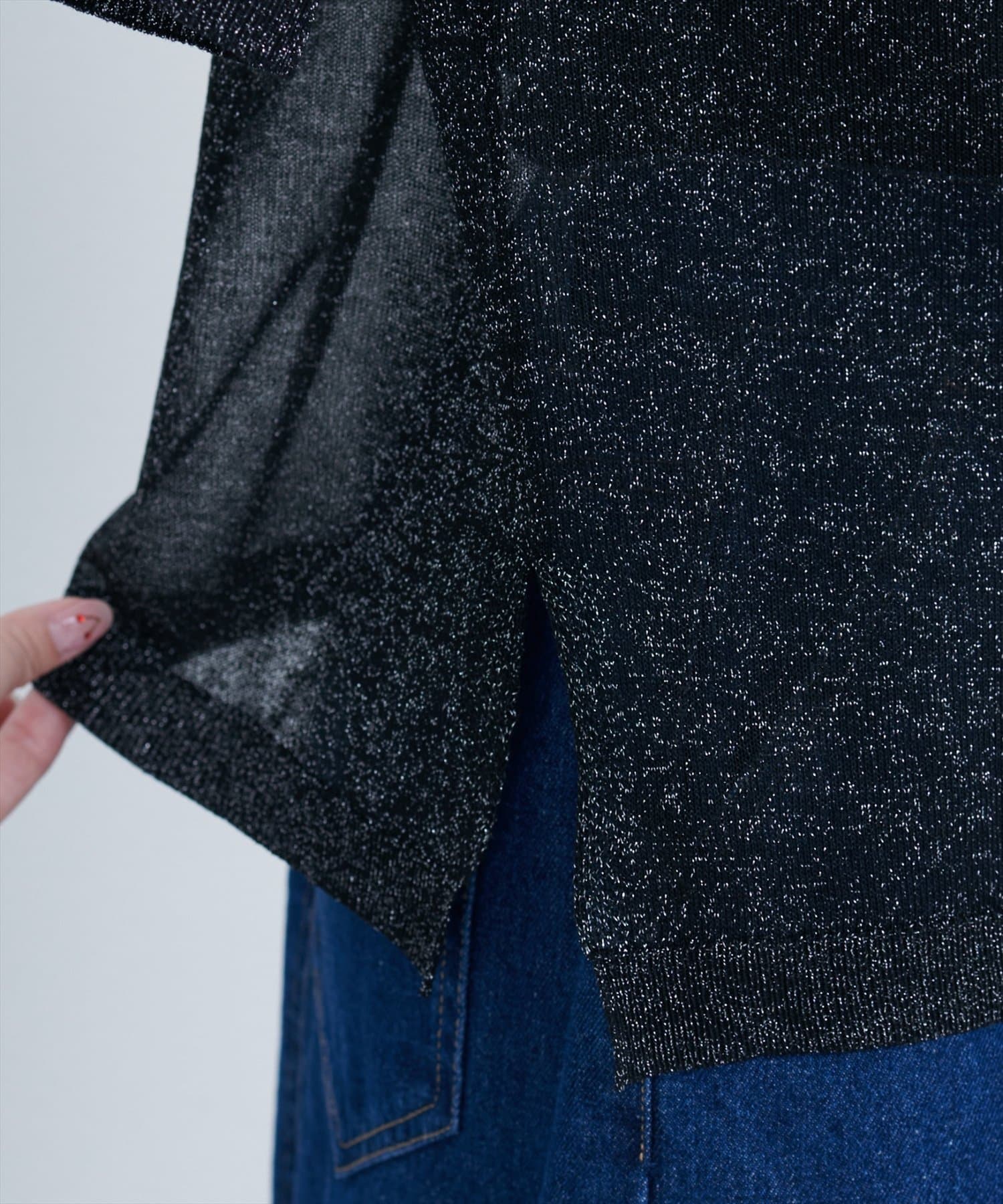 natural couture(ナチュラルクチュール) 【WEB限定】ラメシアーゆるニットプルオーバー