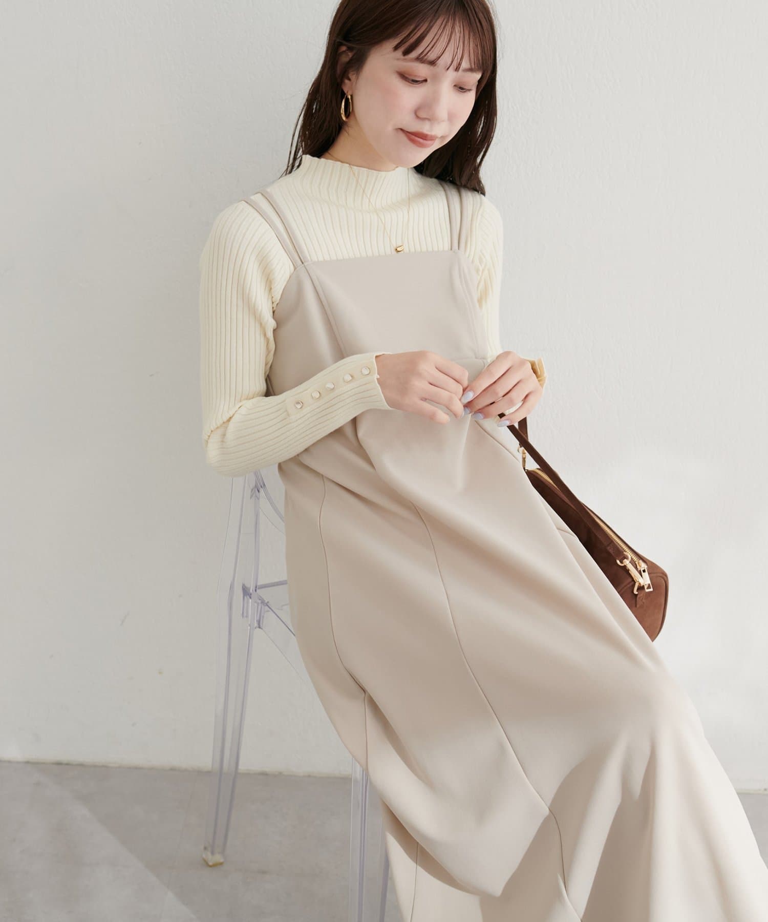 natural couture(ナチュラルクチュール) カットジョーゼットキャミワンピース