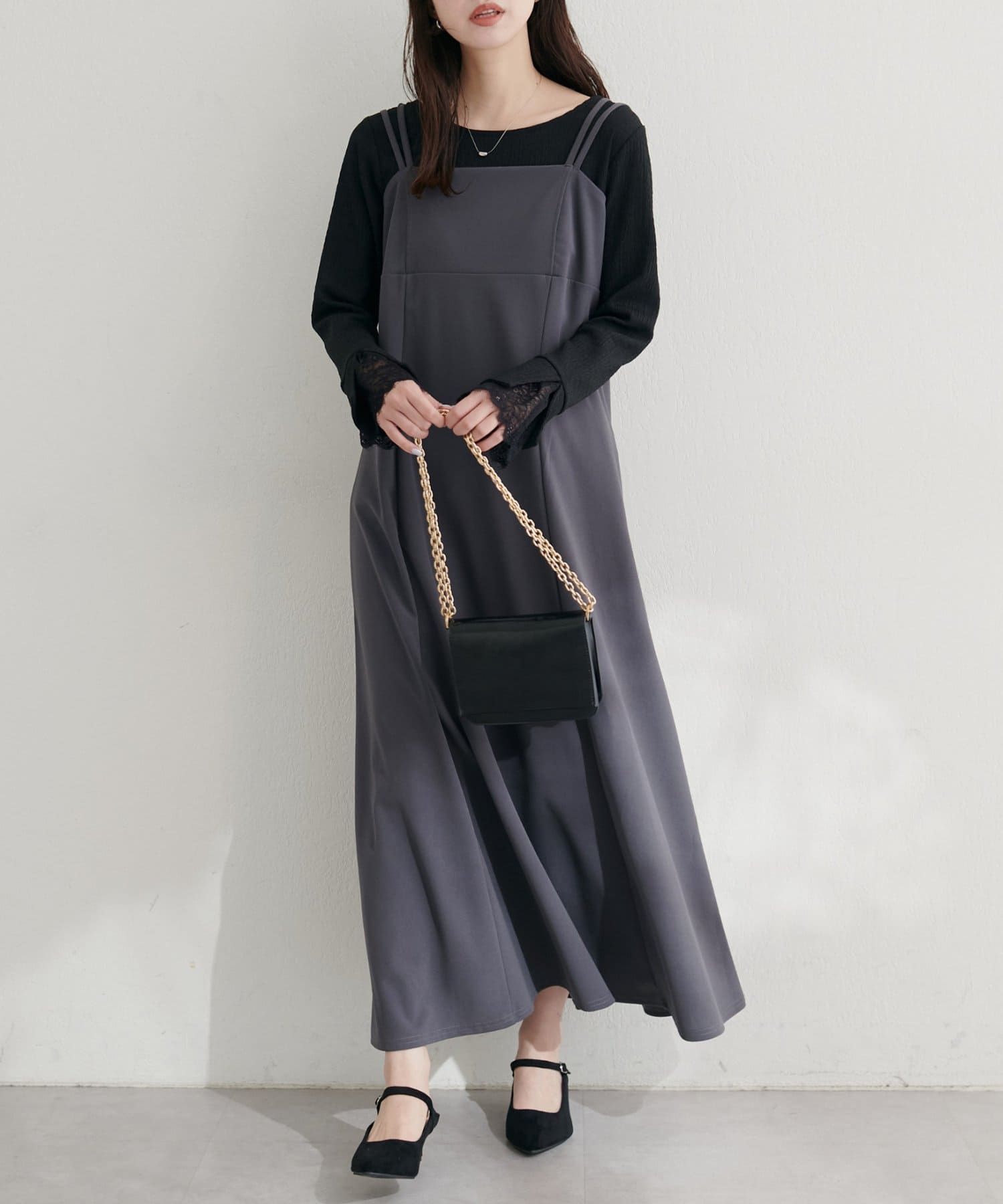 natural couture(ナチュラルクチュール) カットジョーゼットキャミワンピース