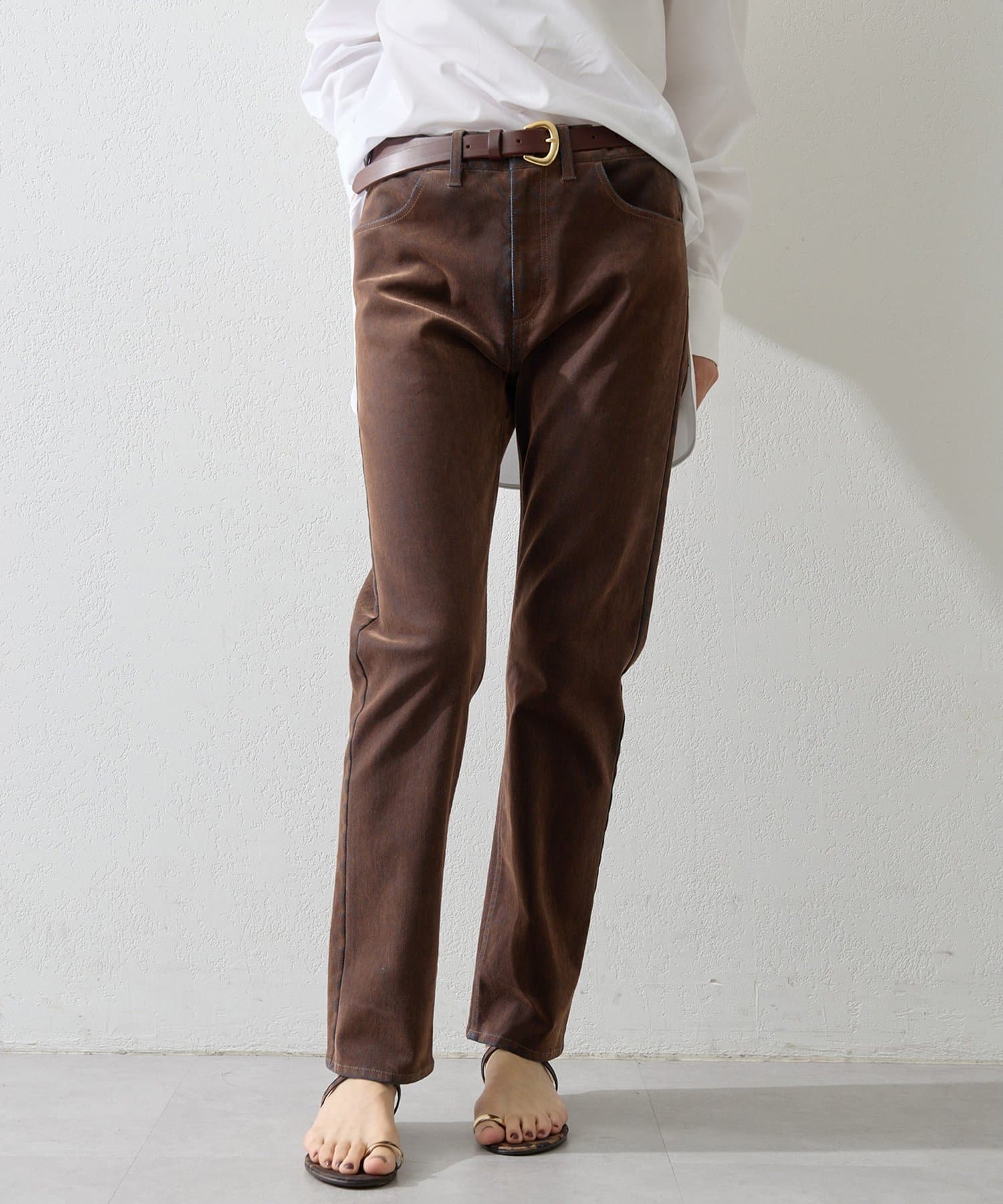 ハトムギ様 CUPRO BLURRY FLOWER PRINT RIGHT-SIDE GATEHRED PANTS(XS Grey
