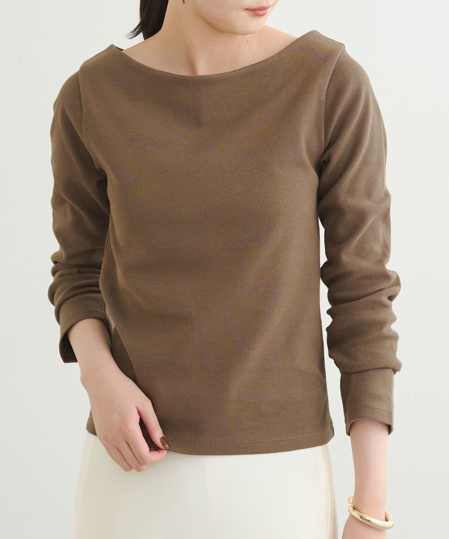 earthy_(アーシー) リブボートネックトップス