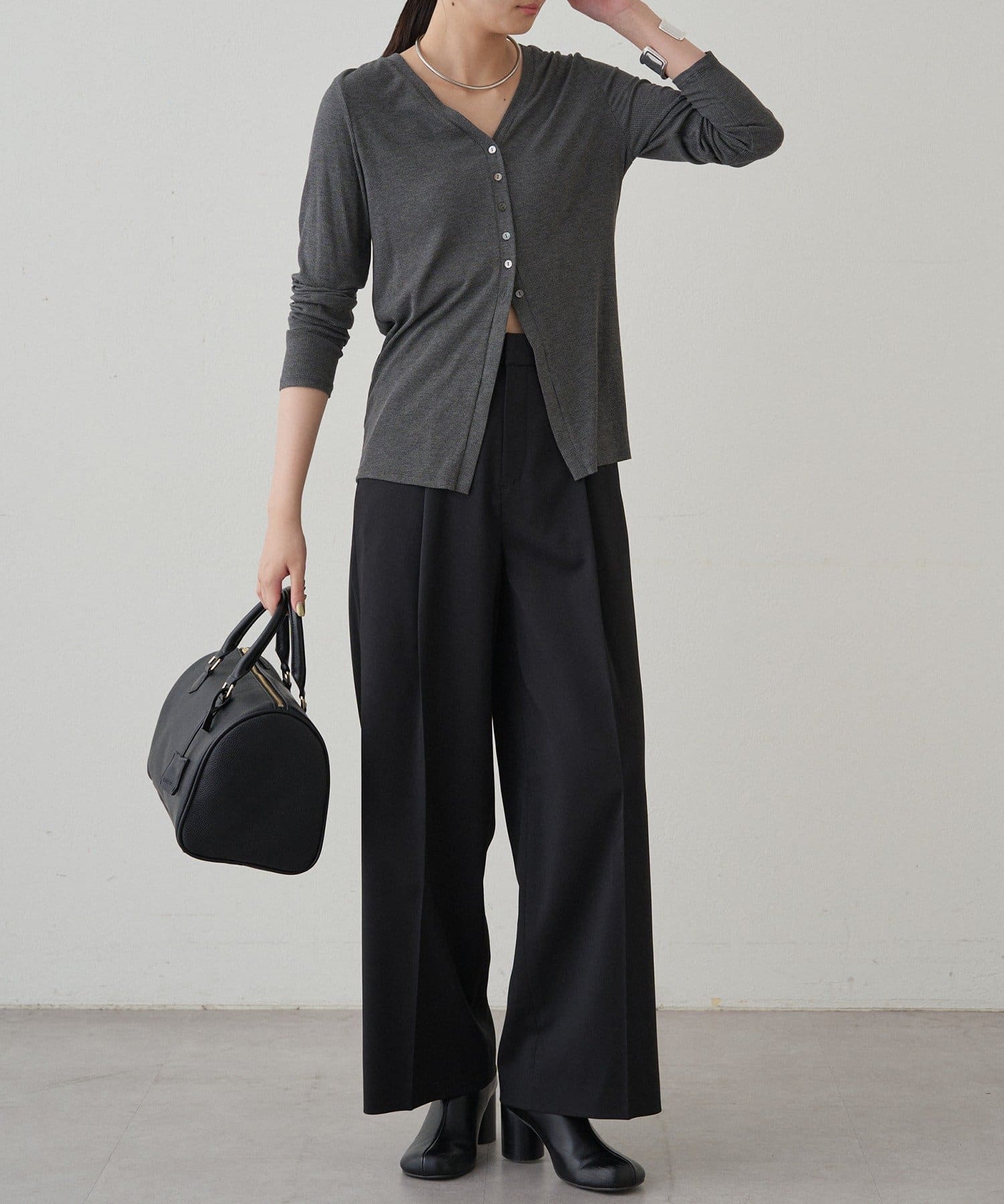 ラウンジドレス　Loungedress　カーディガン　トップス Loungedress(ラウンジドレス) パール釦フレンチカーディガン