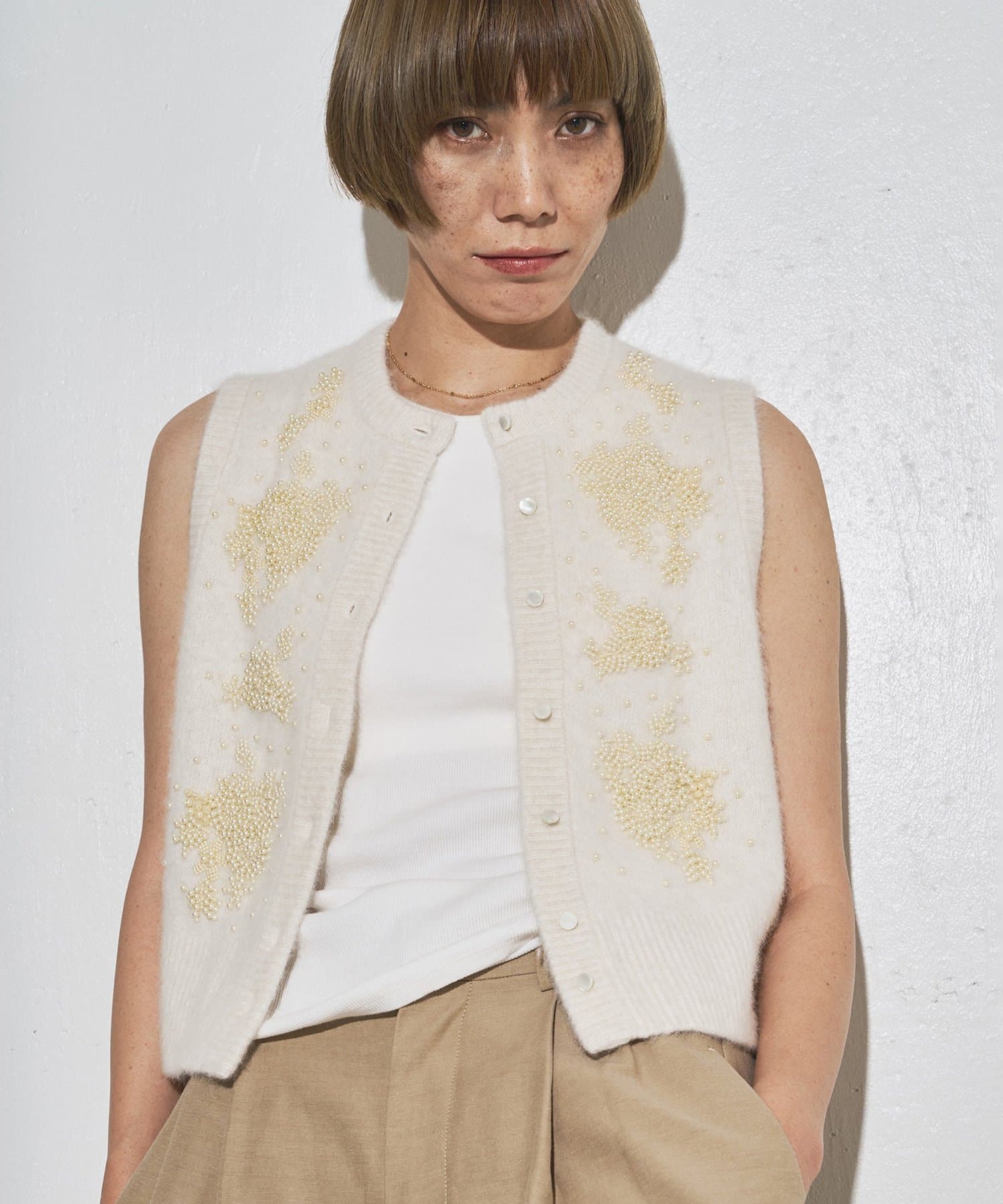 Whim Gazette(ウィム ガゼット) ＜8/21インスタLIVEご紹介アイテム＞【GEMINI】ビーズニットジレ
