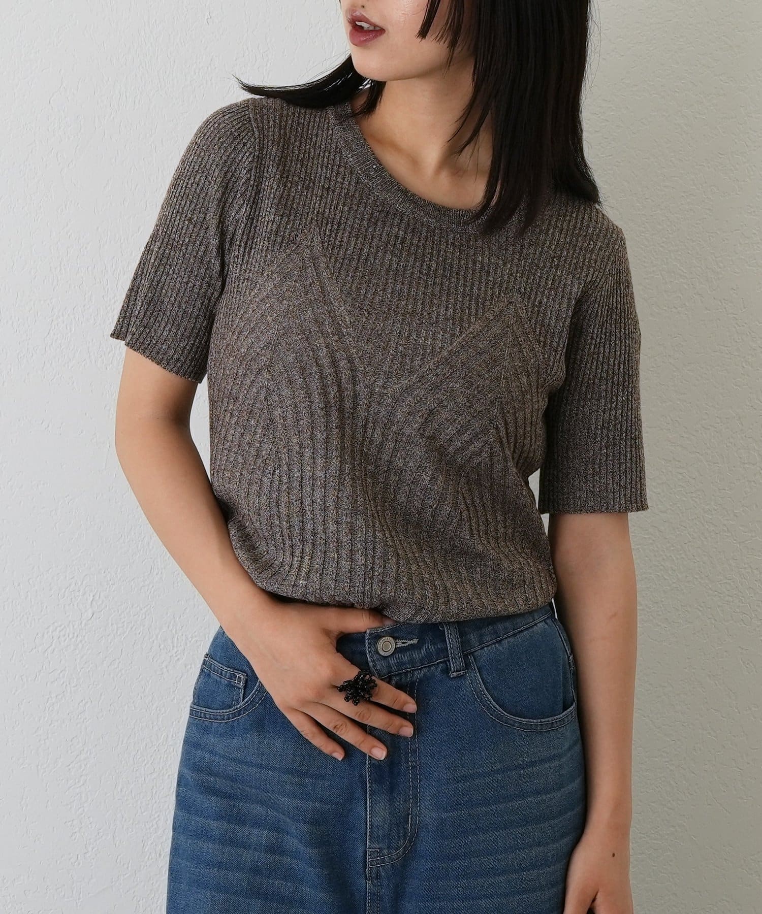 -goocy-(グーシー) ミックスニットビスチェ風PO