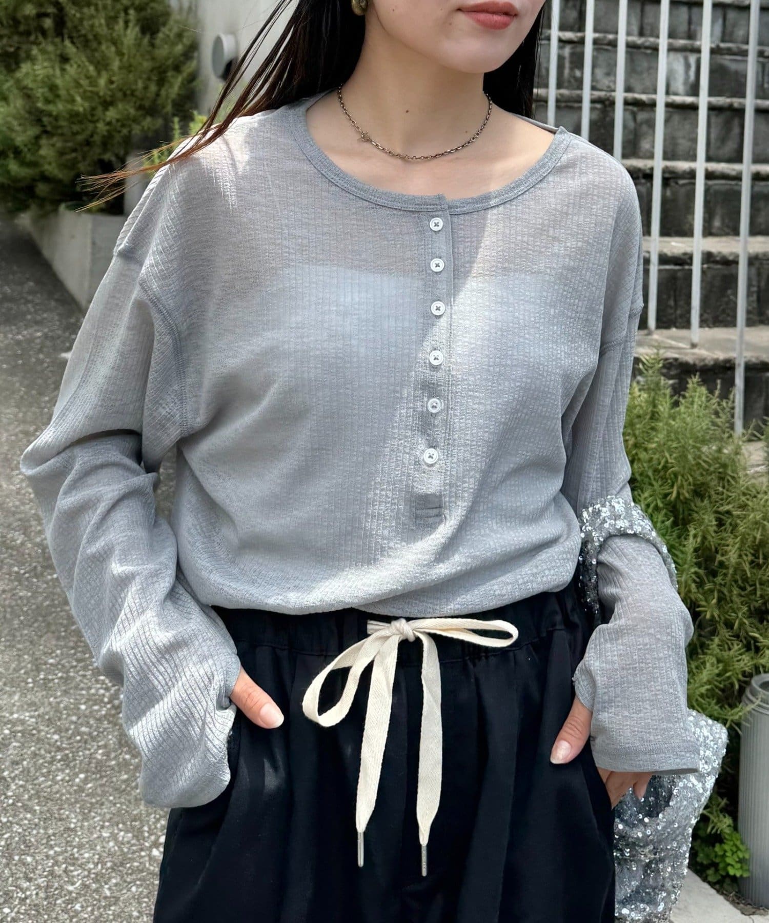 CIAOPANIC TYPY(チャオパニックティピー) 2WAYシアーヘンリーネックTEE