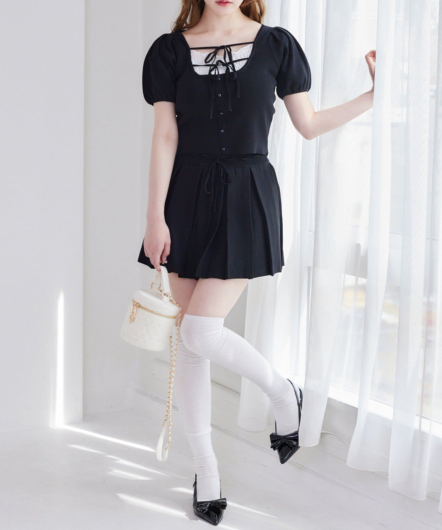 NICE CLAUP / OLIVE des OLIVE OUTLET(ナイスクラップ  / オリーブ デ オリーブ アウトレット) 【one after another】レイヤード風ニットセットアップ