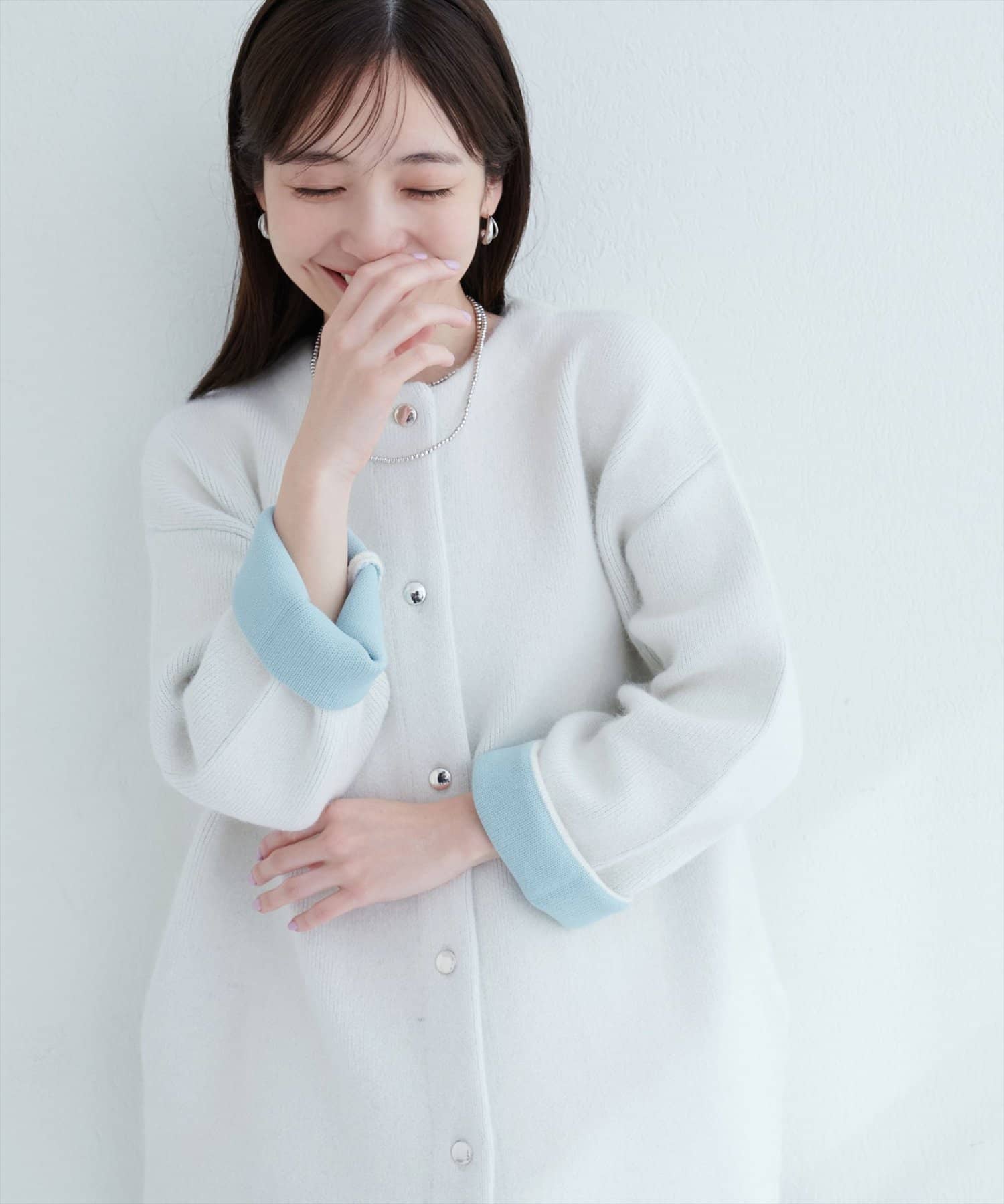 FOX混Wフェイスニットコート | natural couture(ナチュラル