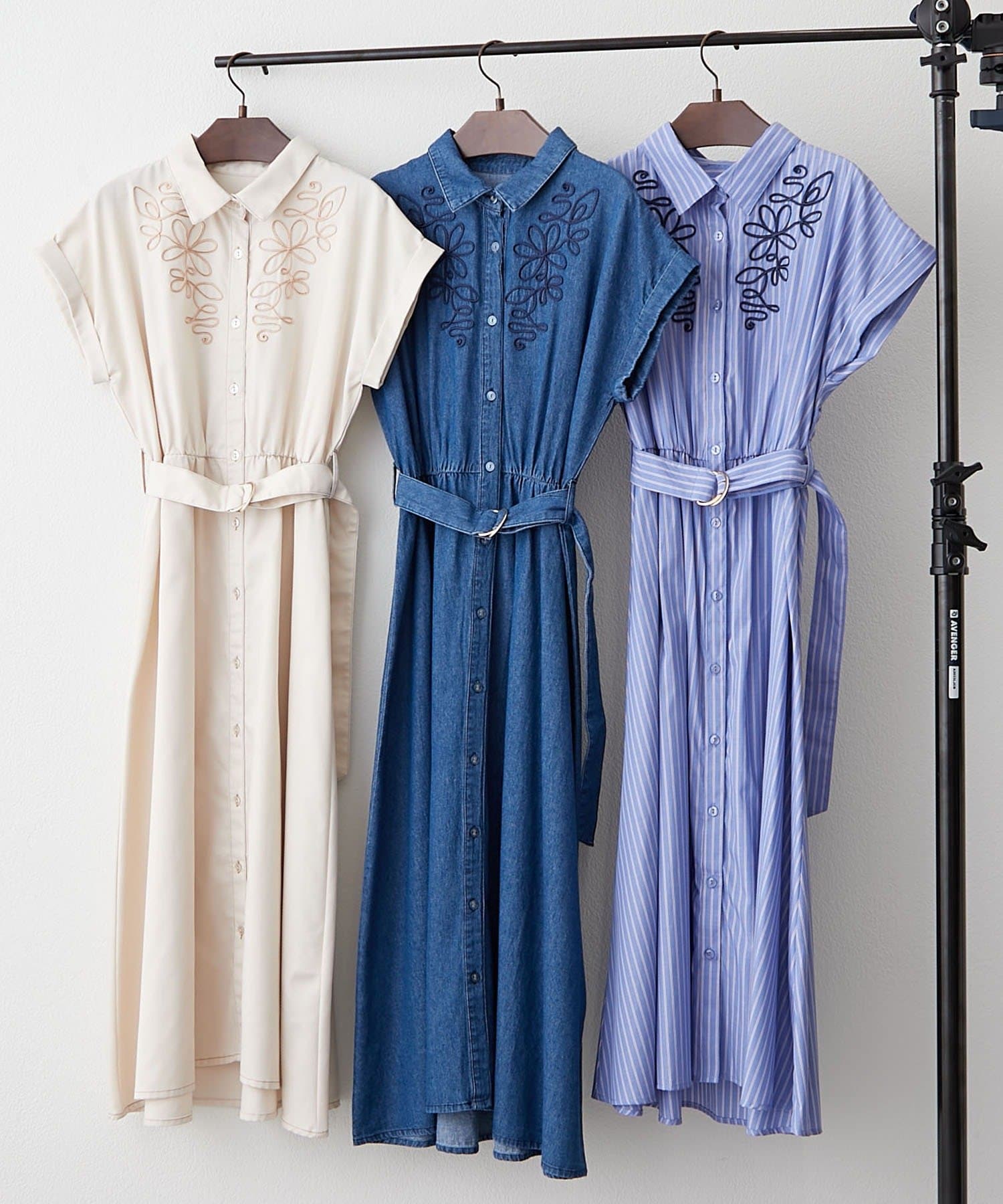 NICE CLAUP / OLIVE des OLIVE OUTLET(ナイスクラップ  / オリーブ デ オリーブ アウトレット) 【RMAF】胸コード刺繍シャツワンピース