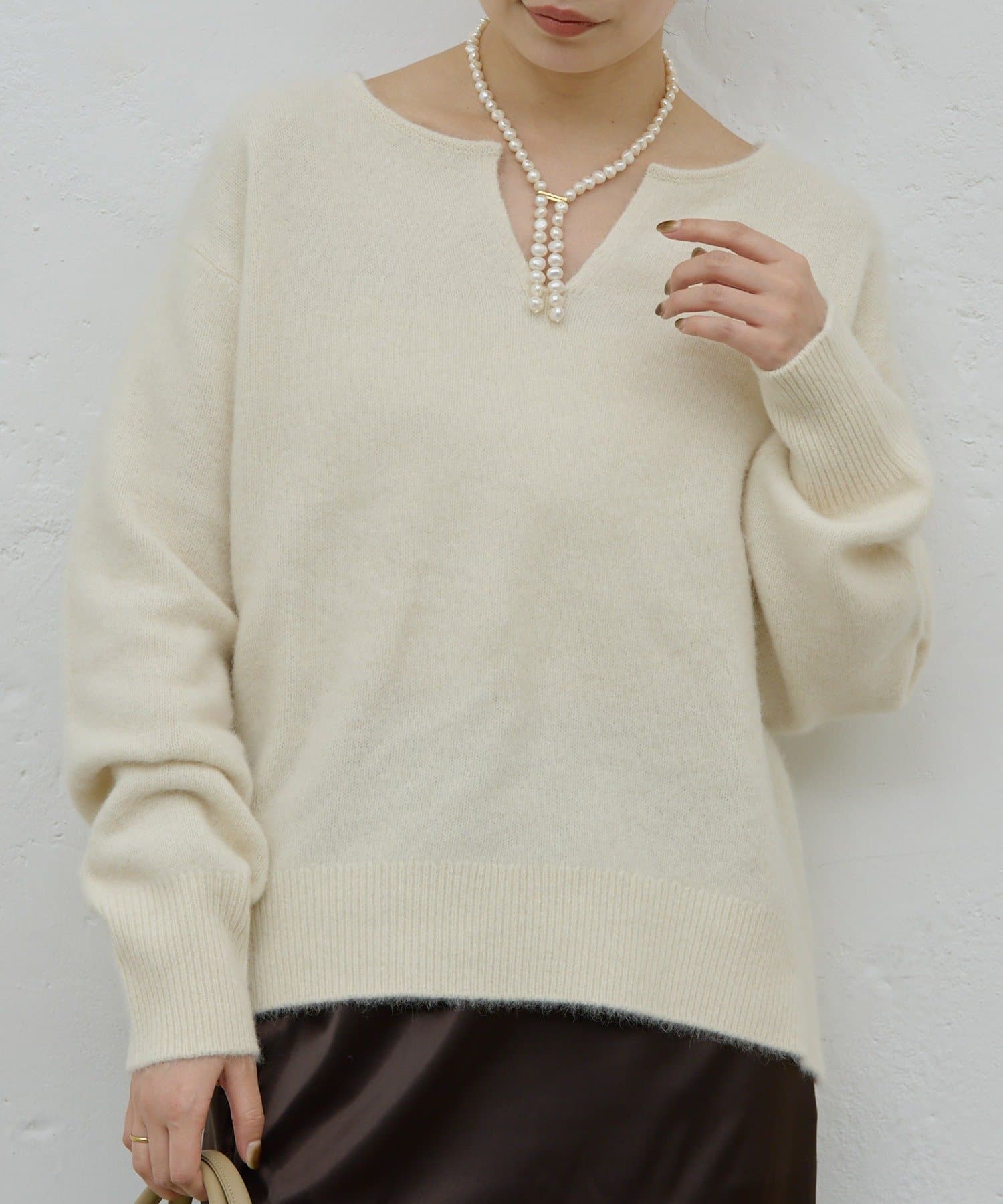 GALLARDAGALANTE(ガリャルダガランテ) 【新色登場！】【デコルテ美人ニット】ファーウールキーネックニット