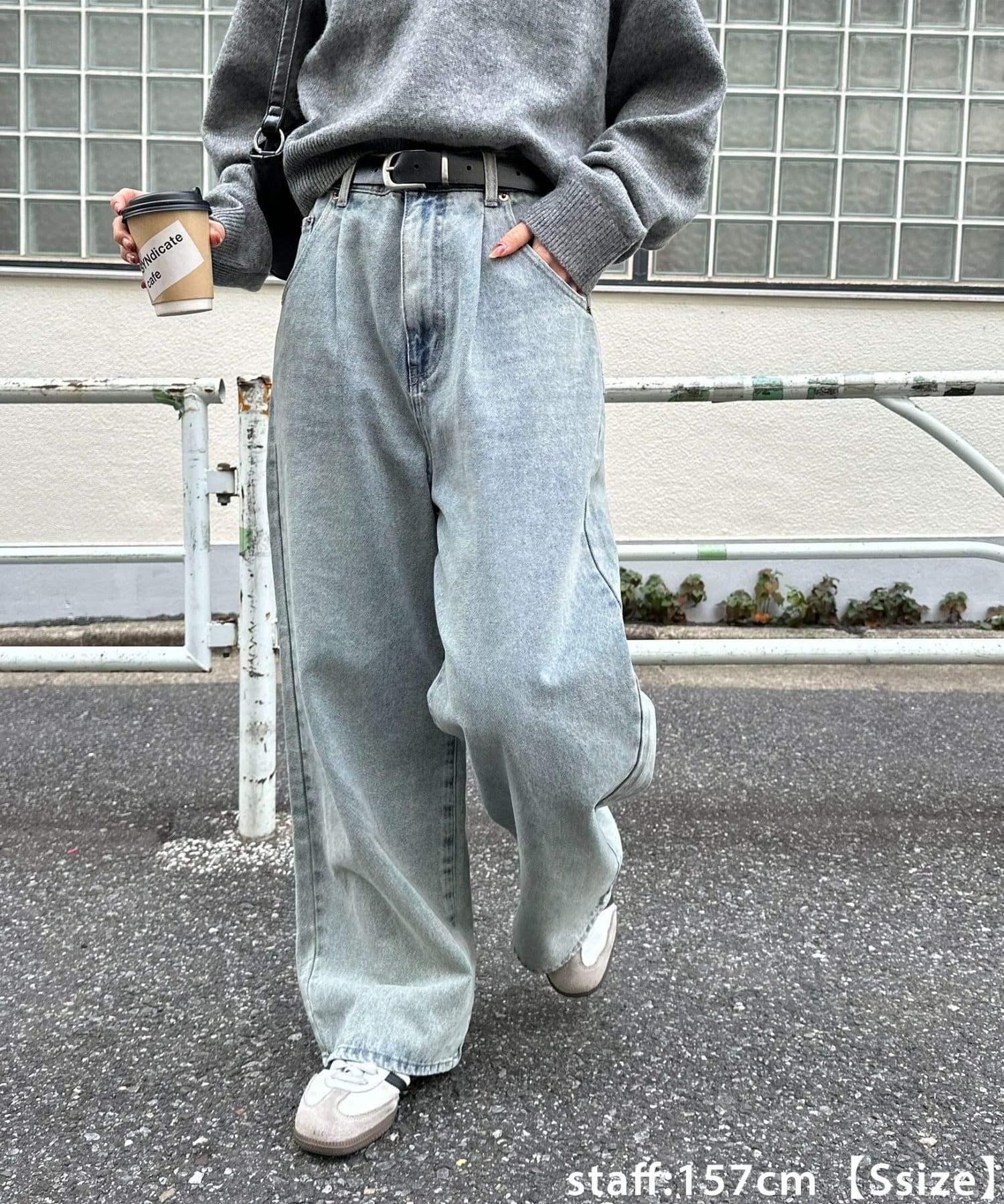 【新品・タグ付】DISCOAT オーバーダイタックデニムワイドパンツ 新色追加/脚長効果も◎/ユニセックス】オーバーダイタックデニム