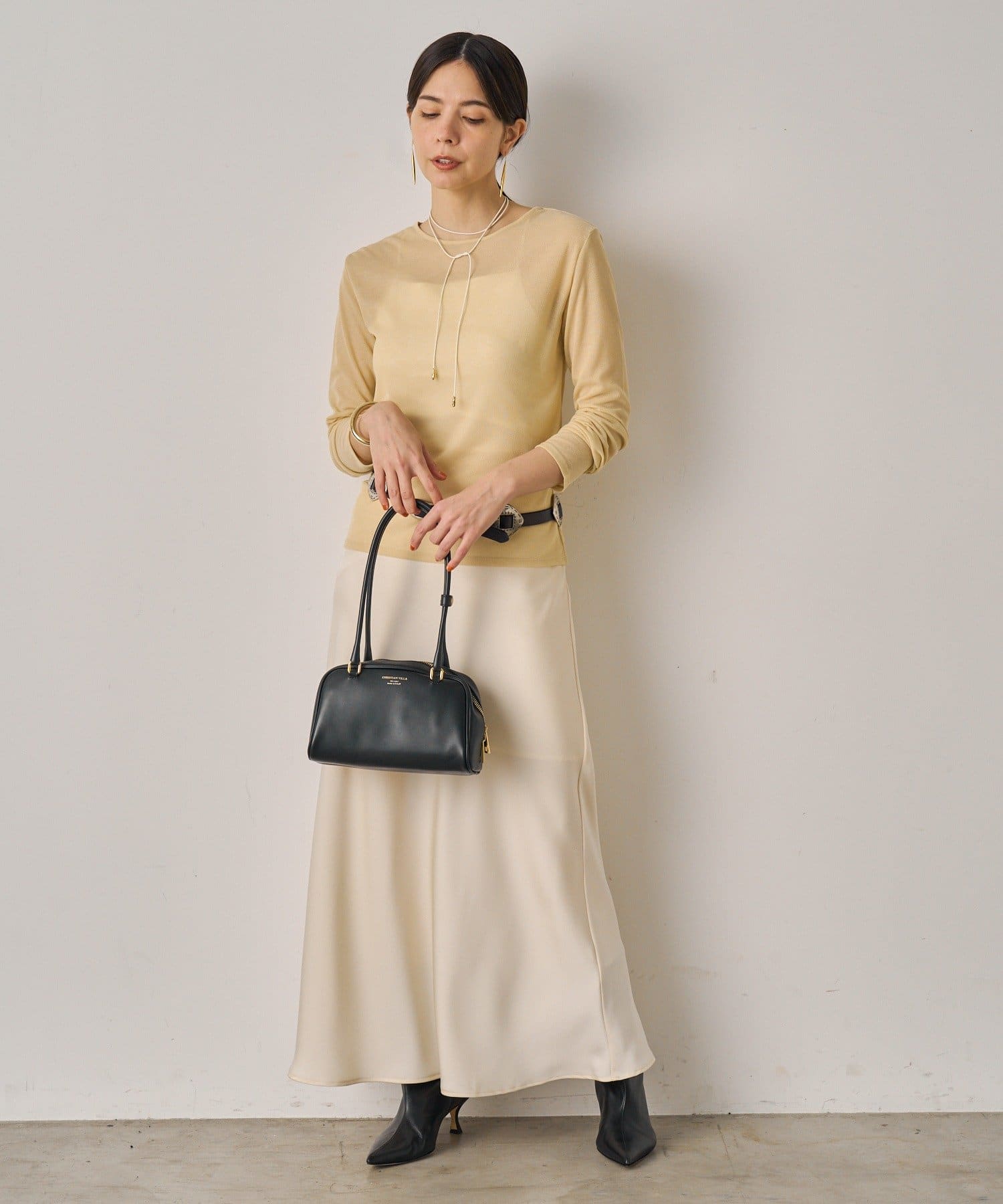 新品　ラウンジドレス　サテンナロースカート　カーキ サテンナロースカート | LOUNGEDRESS(ラウンジドレス)レディース
