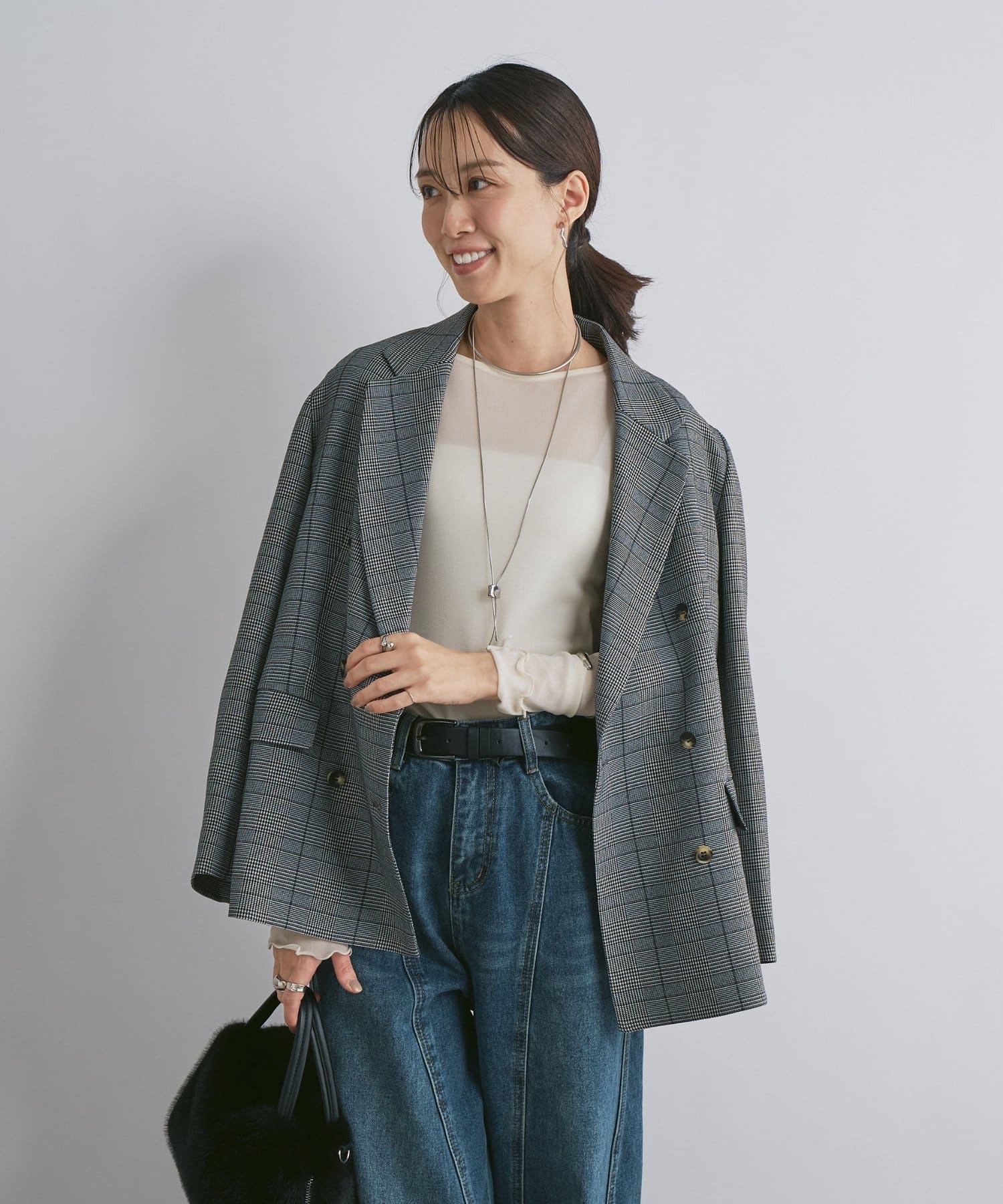un dix cors(アンディコール) 《セットアップ可・上品な大人カジュアル》スポンディッシュチェックジャケット