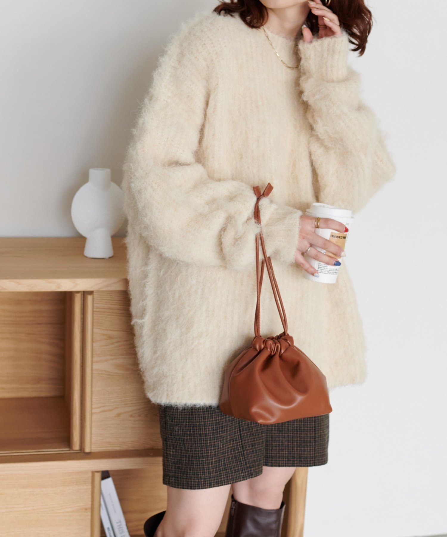 Stora. ビッグ衿シャギーピーコート　ブラウン Stora. ビッグ衿シャギーピーコート ブラウン|mercariメルカリ