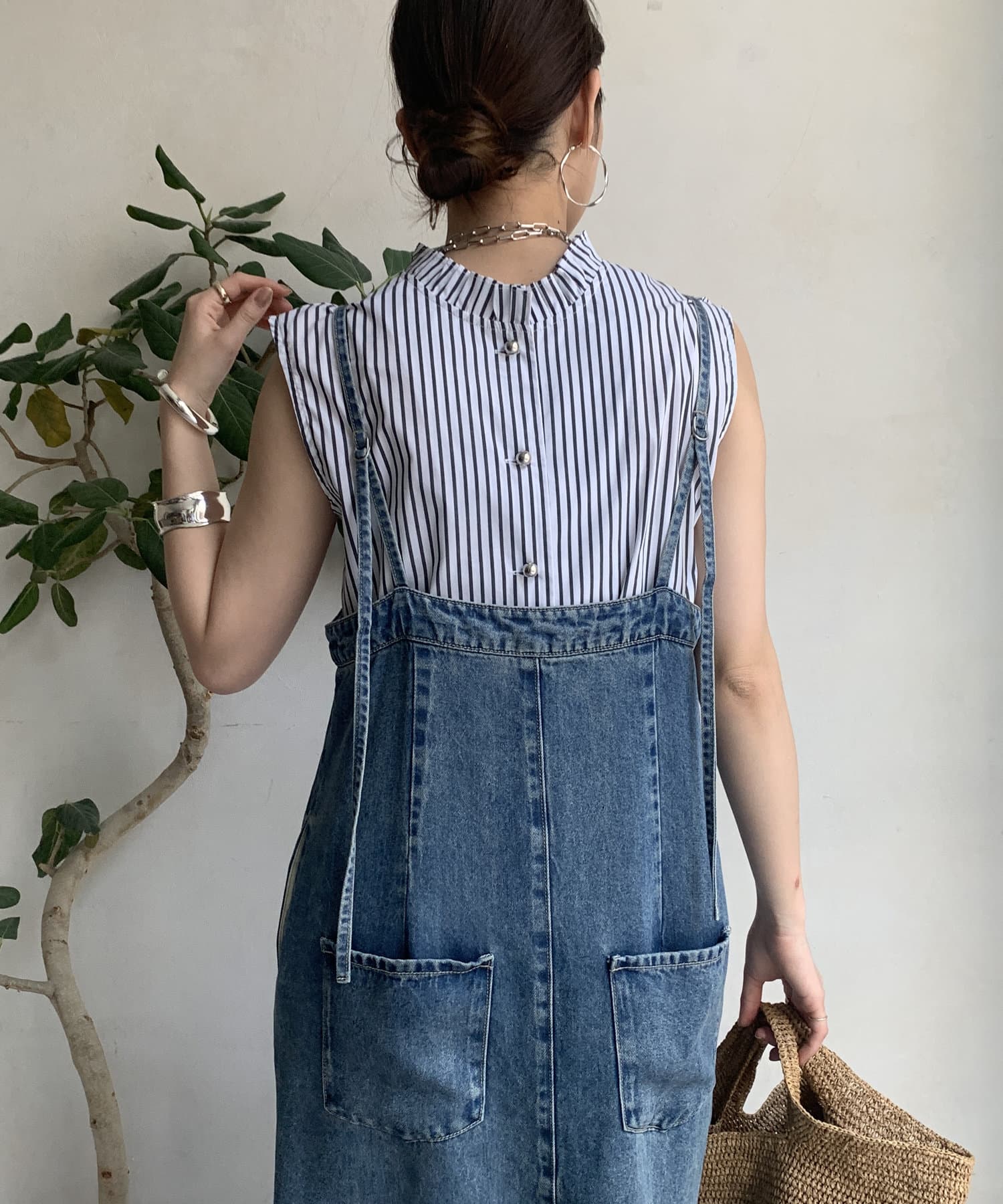 OUTLET(アウトレット) 【DouDou】プリーツ襟前後2WAYタンクブラウス