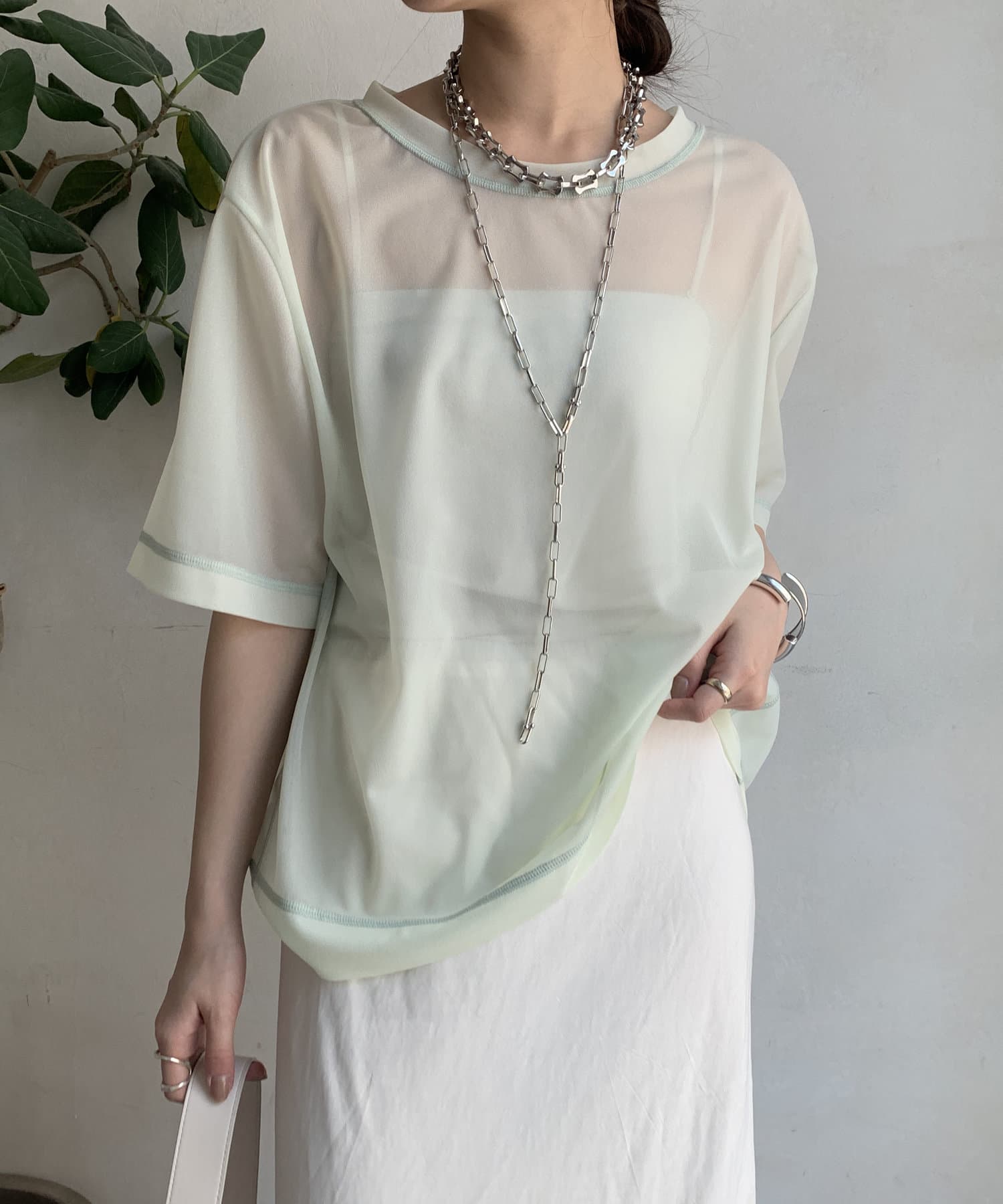 OUTLET(アウトレット) 【DouDou】トリコットオーガンジーTEE