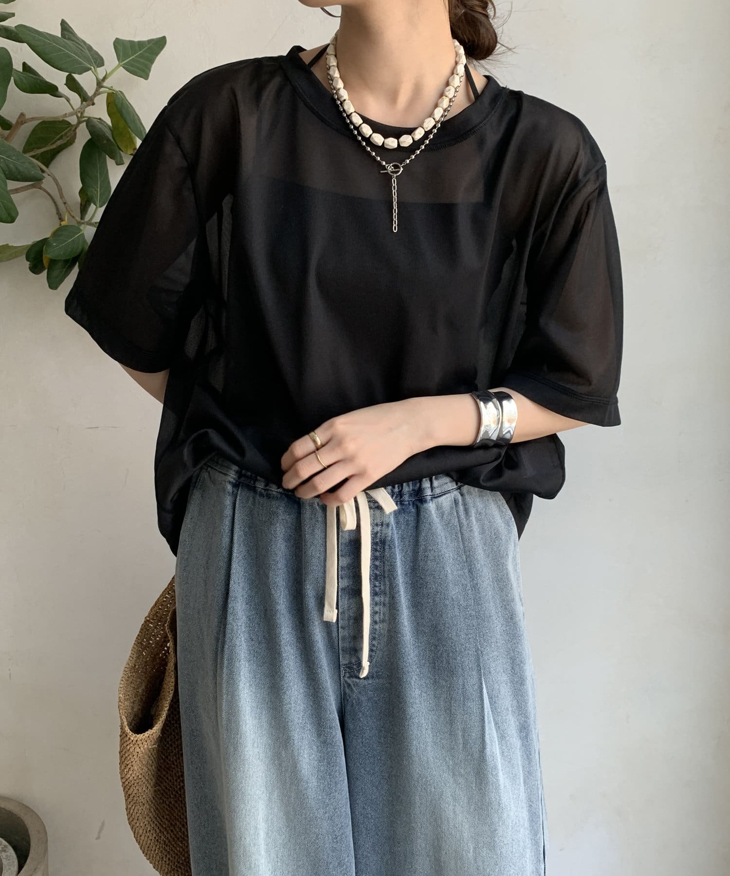 OUTLET(アウトレット) 【DouDou】トリコットオーガンジーTEE