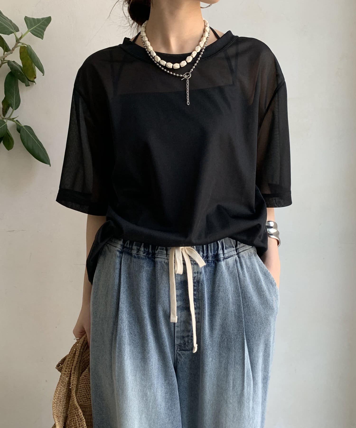 OUTLET(アウトレット) 【DouDou】トリコットオーガンジーTEE