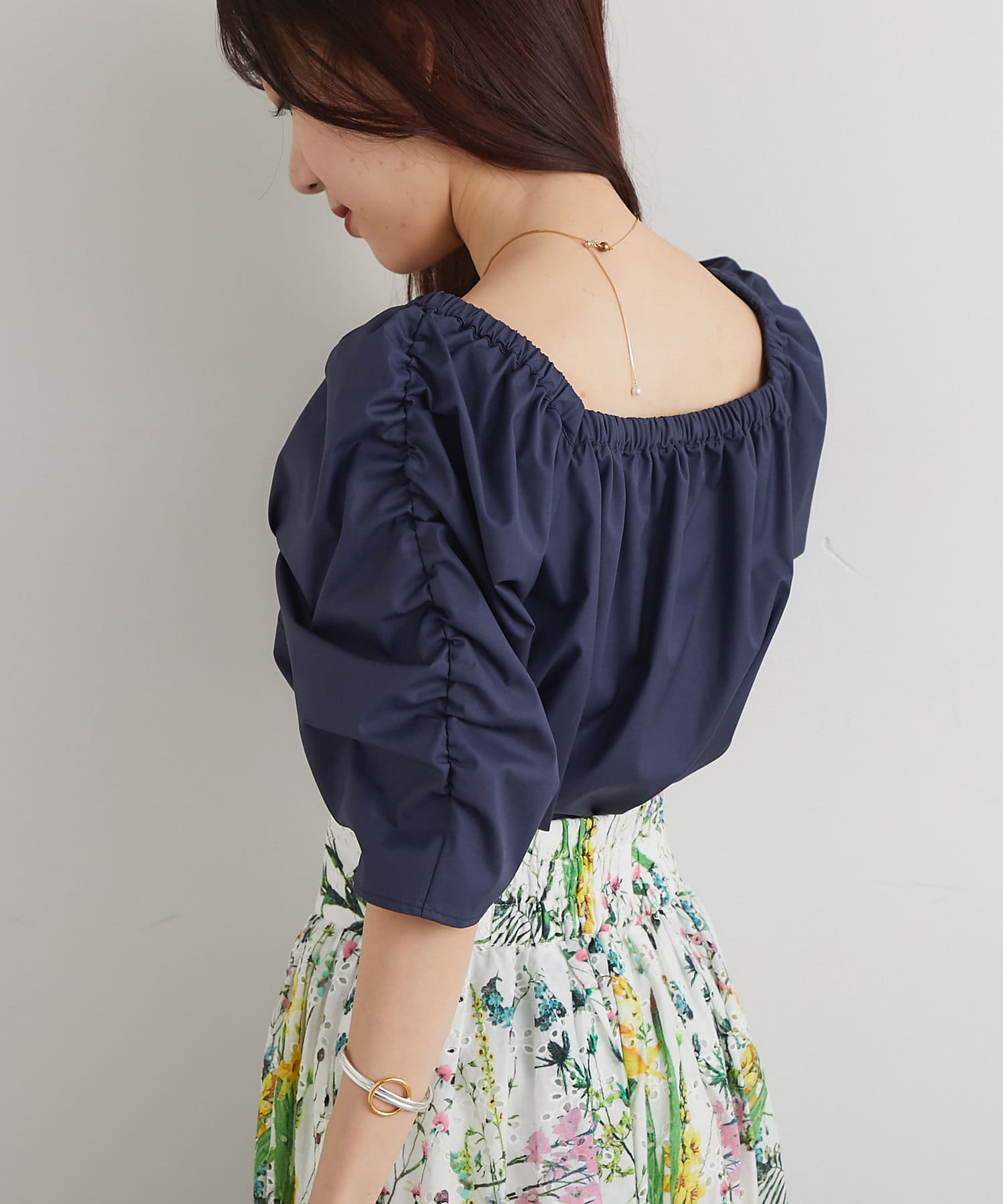 OUTLET(アウトレット) 【La boutique BonBon】タイプライターパワショル5分袖ブラウス