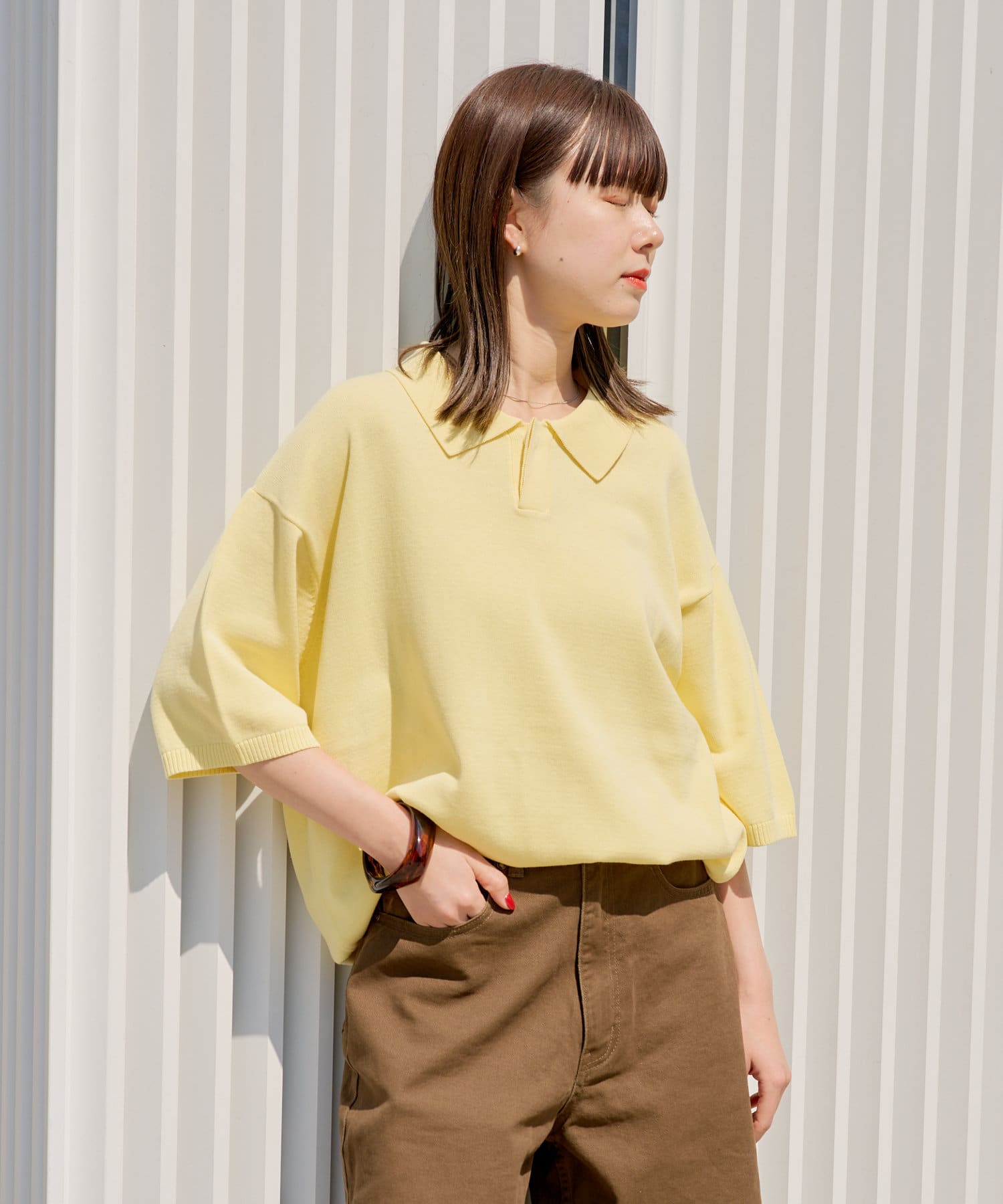 OUTLET(アウトレット) 【Kastane】【WHIMSIC】ファインニットショートスリーブポロシャツ