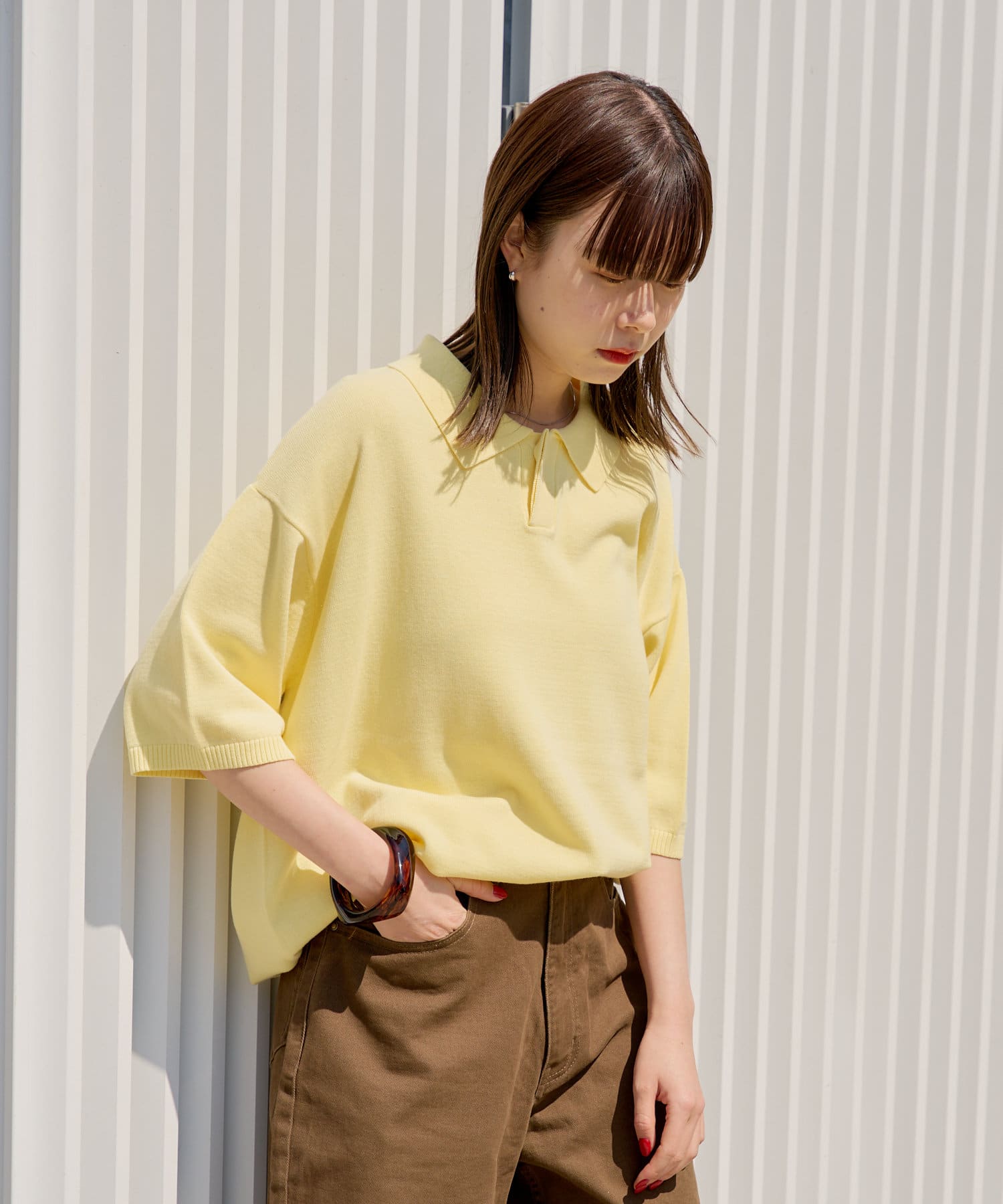 OUTLET(アウトレット) 【Kastane】【WHIMSIC】ファインニットショートスリーブポロシャツ