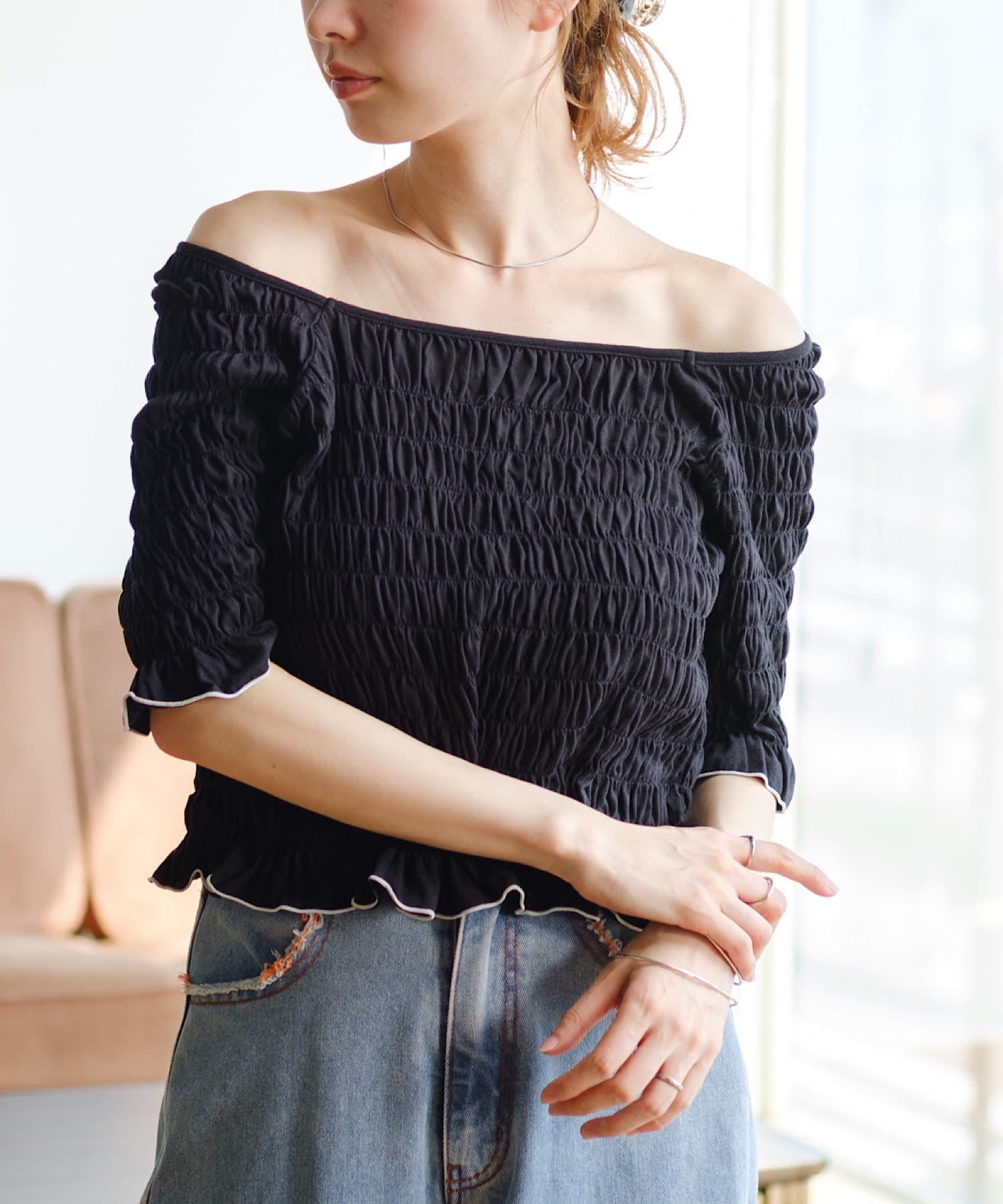 OUTLET(アウトレット) 【Kastane】シャーリングカットソー