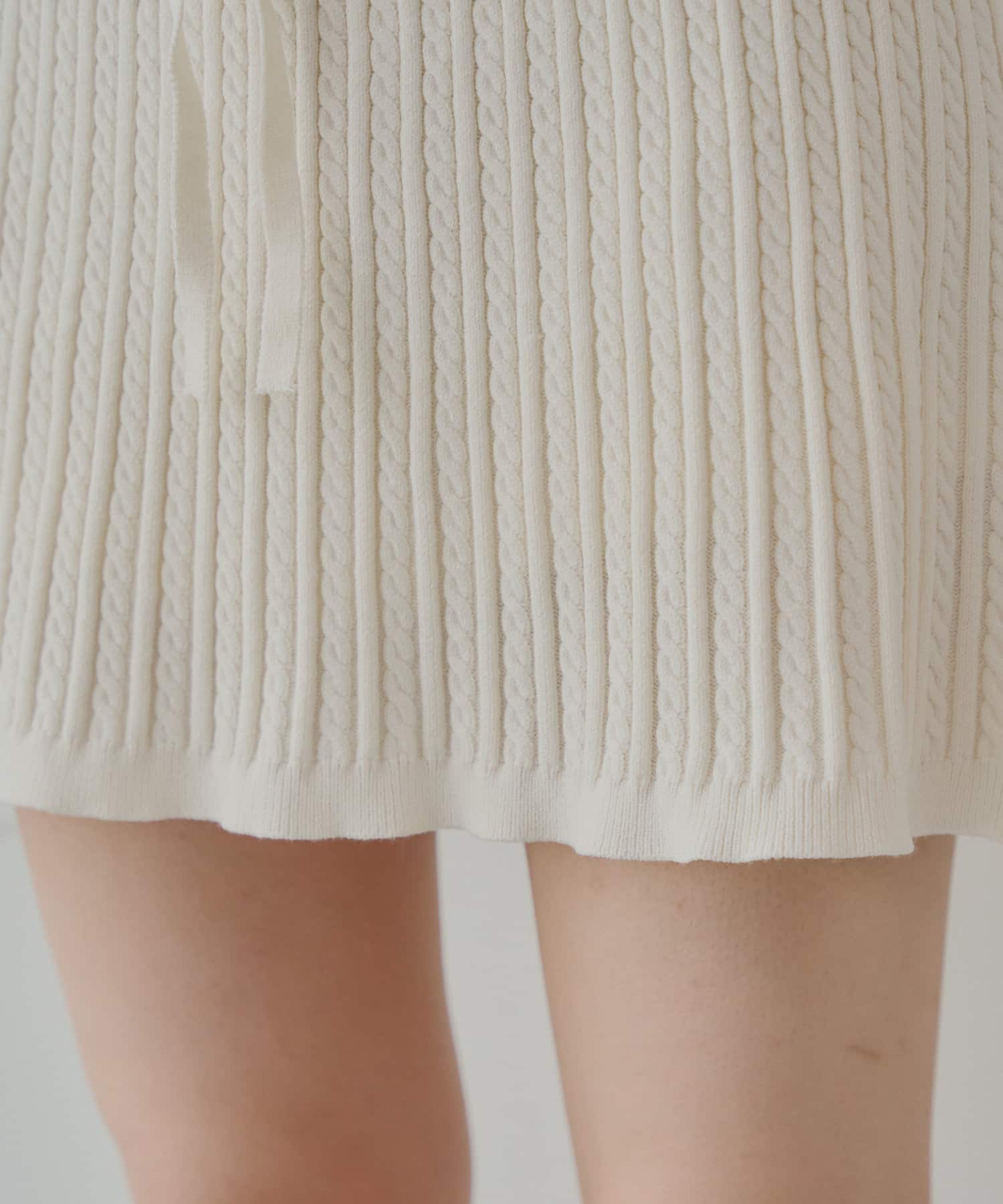 OUTLET(アウトレット) 【Chico】ウエスト紐付ケーブルミニスカート