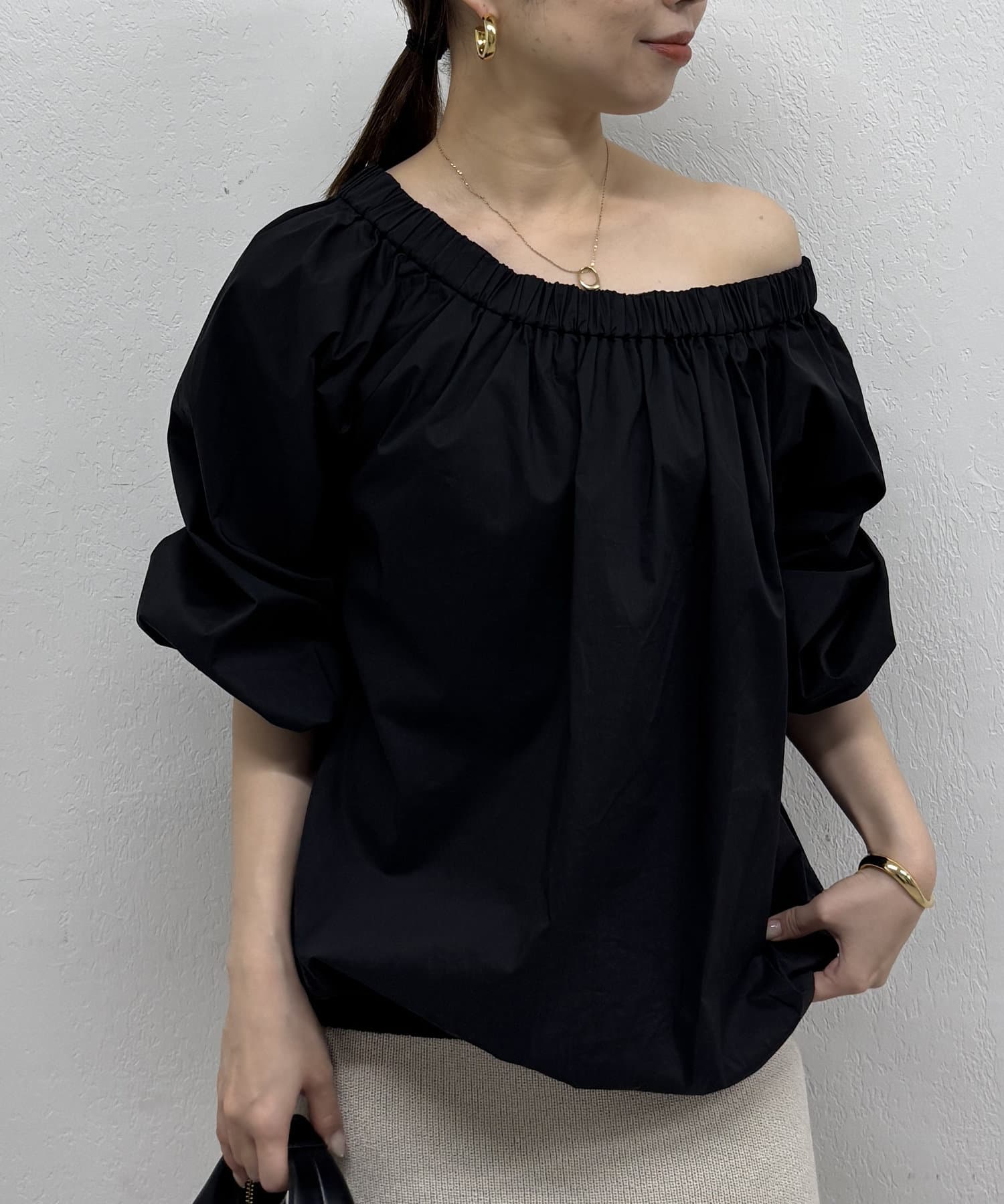 Loungedress(Loungedress GALLARDAGALANTE)◆バルーンオフショルブラウス/長袖ブラウス/FREE/コットン/ブラック/LDZ1051404A0003 Loungedress】バルーンオフショルブラウス | OUTLET