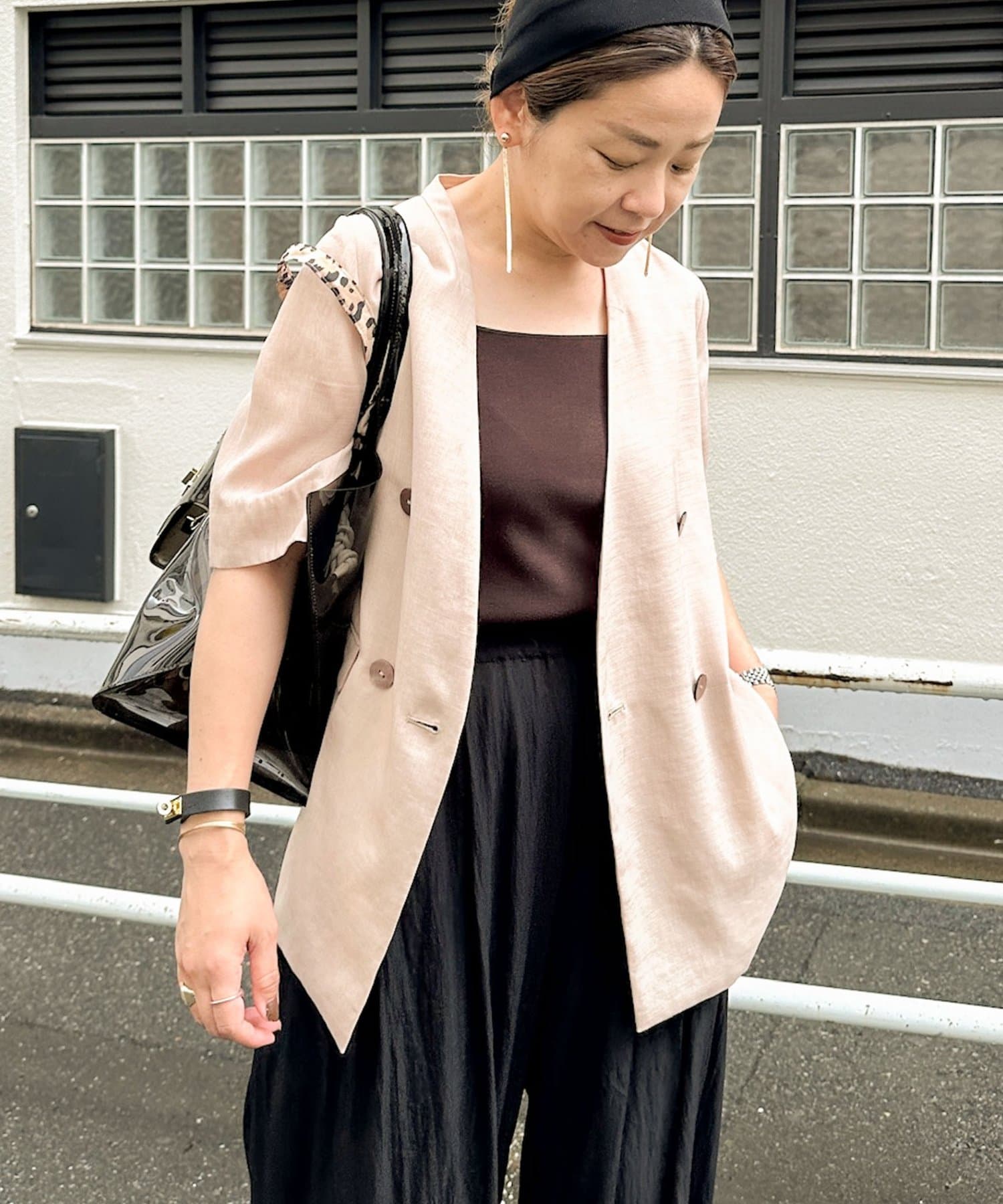 NOLLEY'S(ノーリーズ) ウォッシャブルリネン風シアー5分袖ジャケット