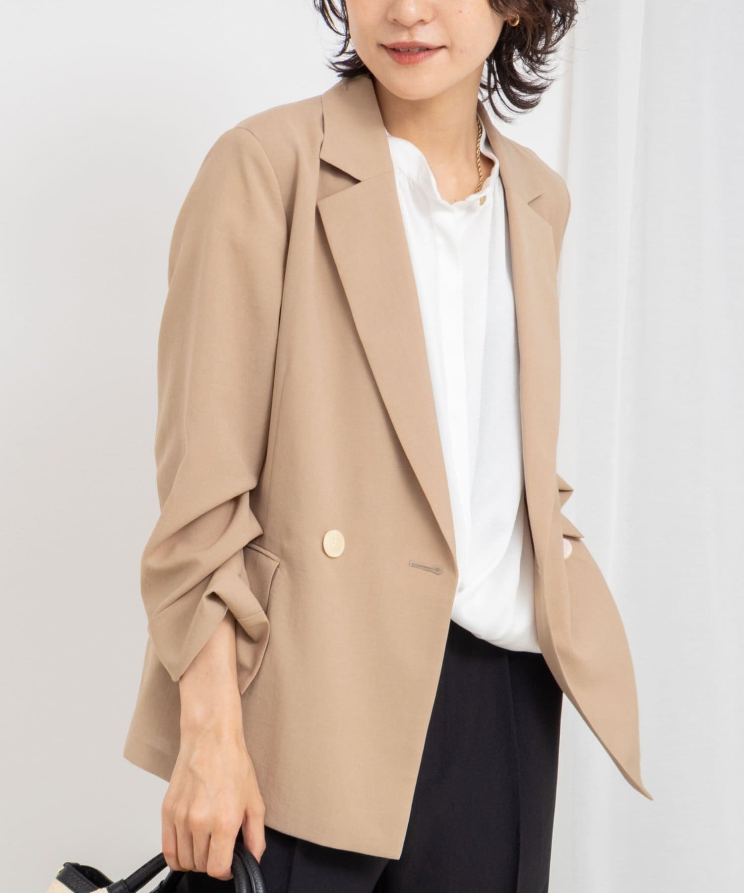 ◇25SS◇NOLLEY'S◆Point・Tシャツやノースリーブなどにさっと羽織るだけで、エレガンスな雰囲気になるテーラードジャケット・リサイクルポリエステルを使用したサスティナブルな素材を
