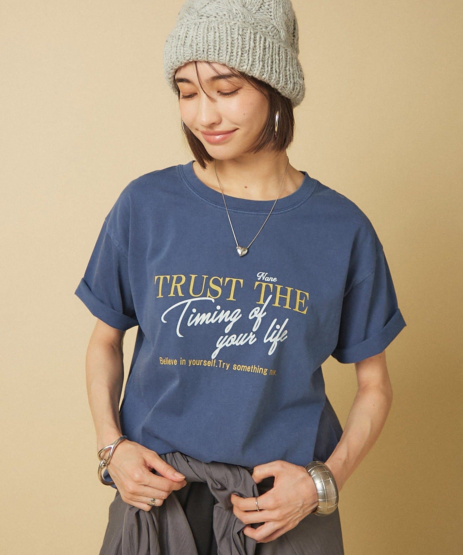 Remind me and forever(リマインドミーアンドフォーエバー) 【nane】ピグメント加工ロゴTシャツ