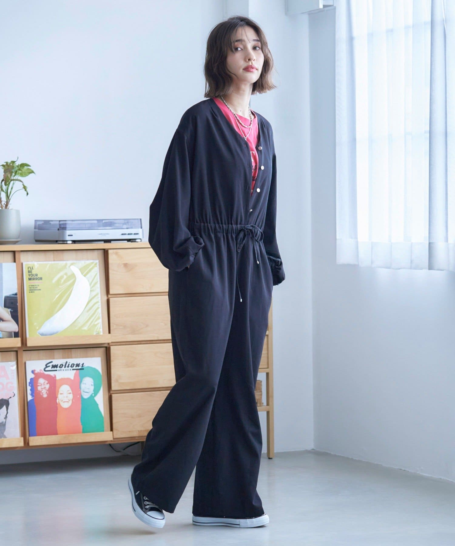 Remind me and forever(リマインドミーアンドフォーエバー) 【nane】《サイズ展開有》ボリュームスリーブオールインワン