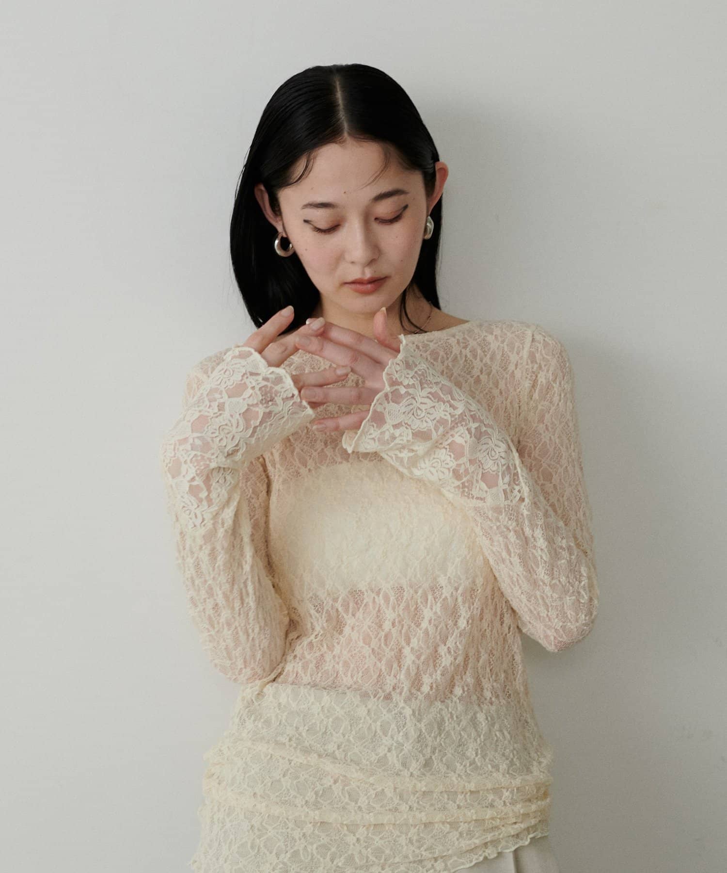 tシャツ 「LARUTA」MIXレース切替プルオーバー レディース LARUTA tシャツ 「LARUTA」MIXレース切替プルオーバー