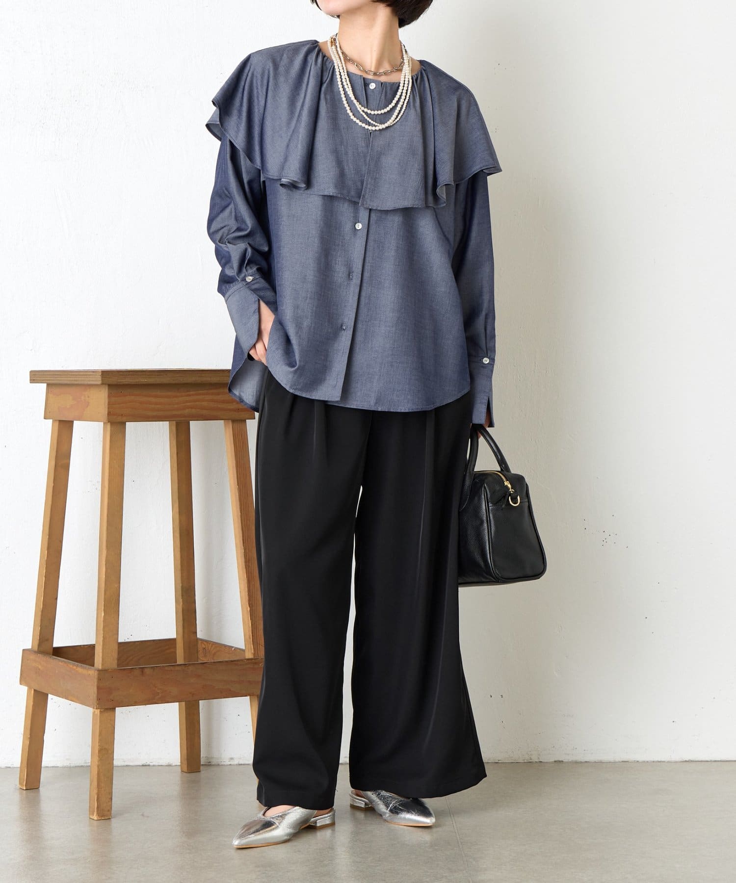 Jena espace merveilleux シアーフリルシャツ Jena espace merveilleux ブラウス シャツ 「ご好評につき再入荷