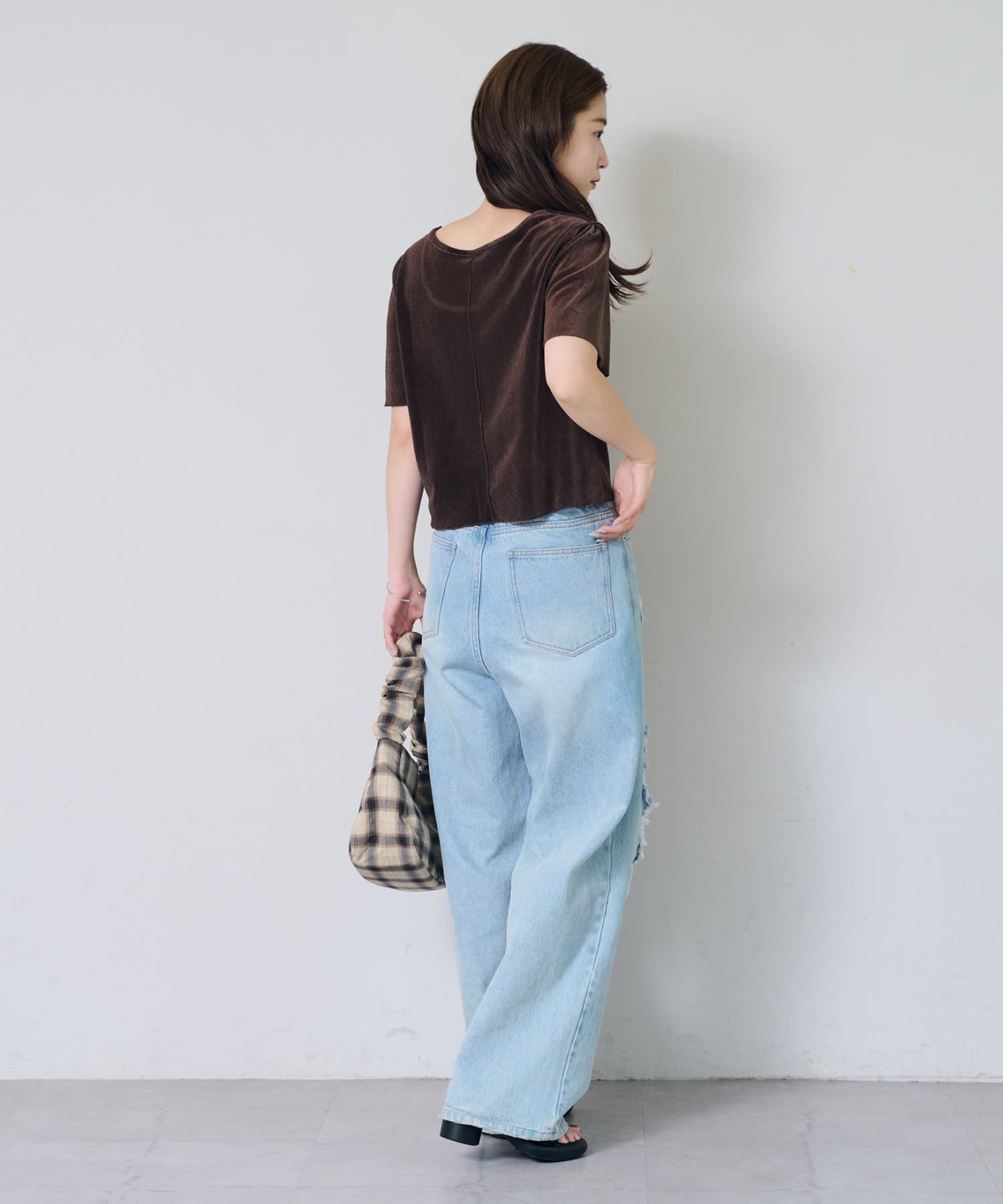 Kastane(カスタネ) 【4色展開/前後2WAY】BACKリボン開き半袖TEE