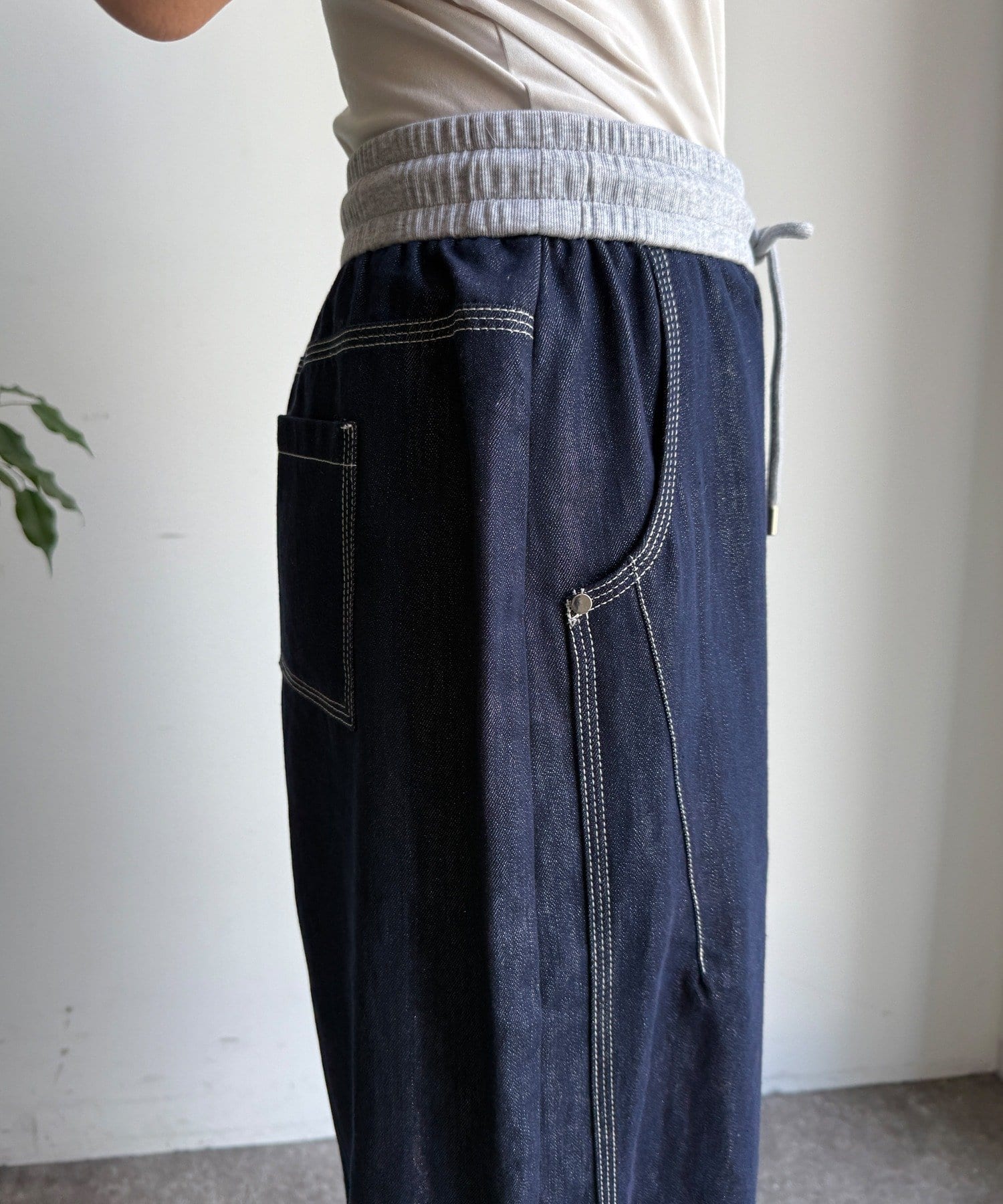 DOUDOU(ドゥドゥ) 【WEB限定】ウエスト切替ワイドデニムパンツ